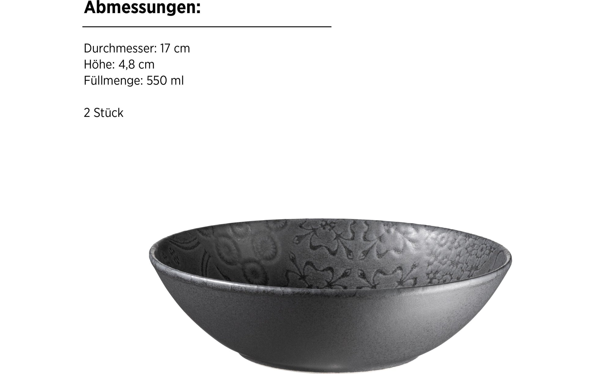 Mäser Speiseteller – 10er Set, Keramik, Schwarz, spülmaschinenfest, mikrowellengeeignet