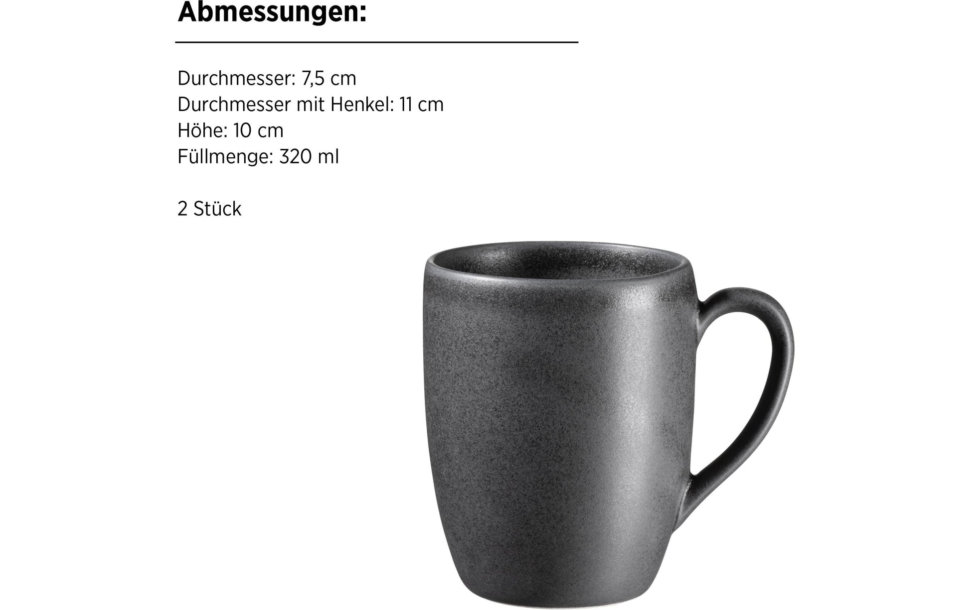 Mäser Speiseteller – 10er Set, Keramik, Schwarz, spülmaschinenfest, mikrowellengeeignet