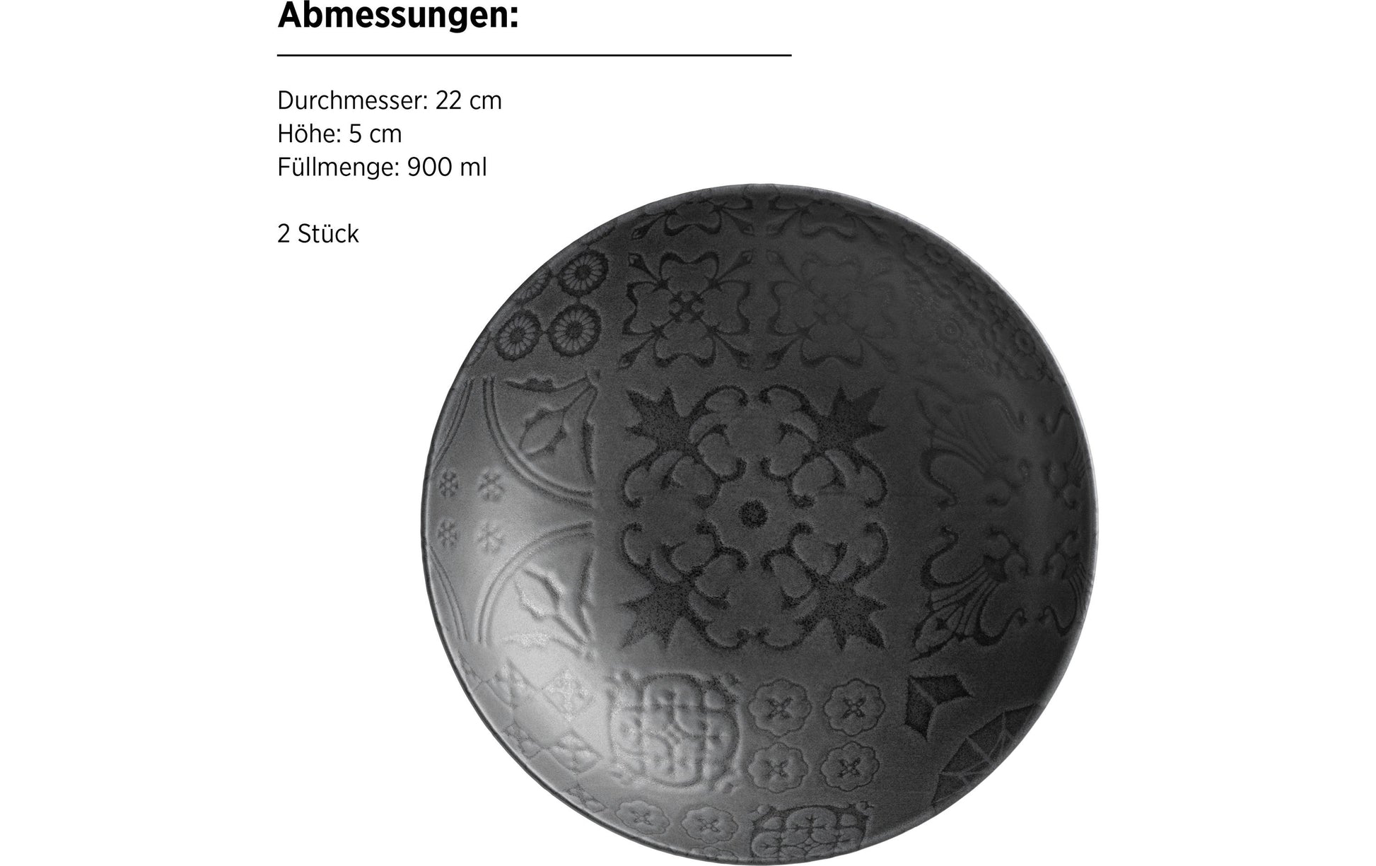 Mäser Speiseteller – 10er Set, Keramik, Schwarz, spülmaschinenfest, mikrowellengeeignet