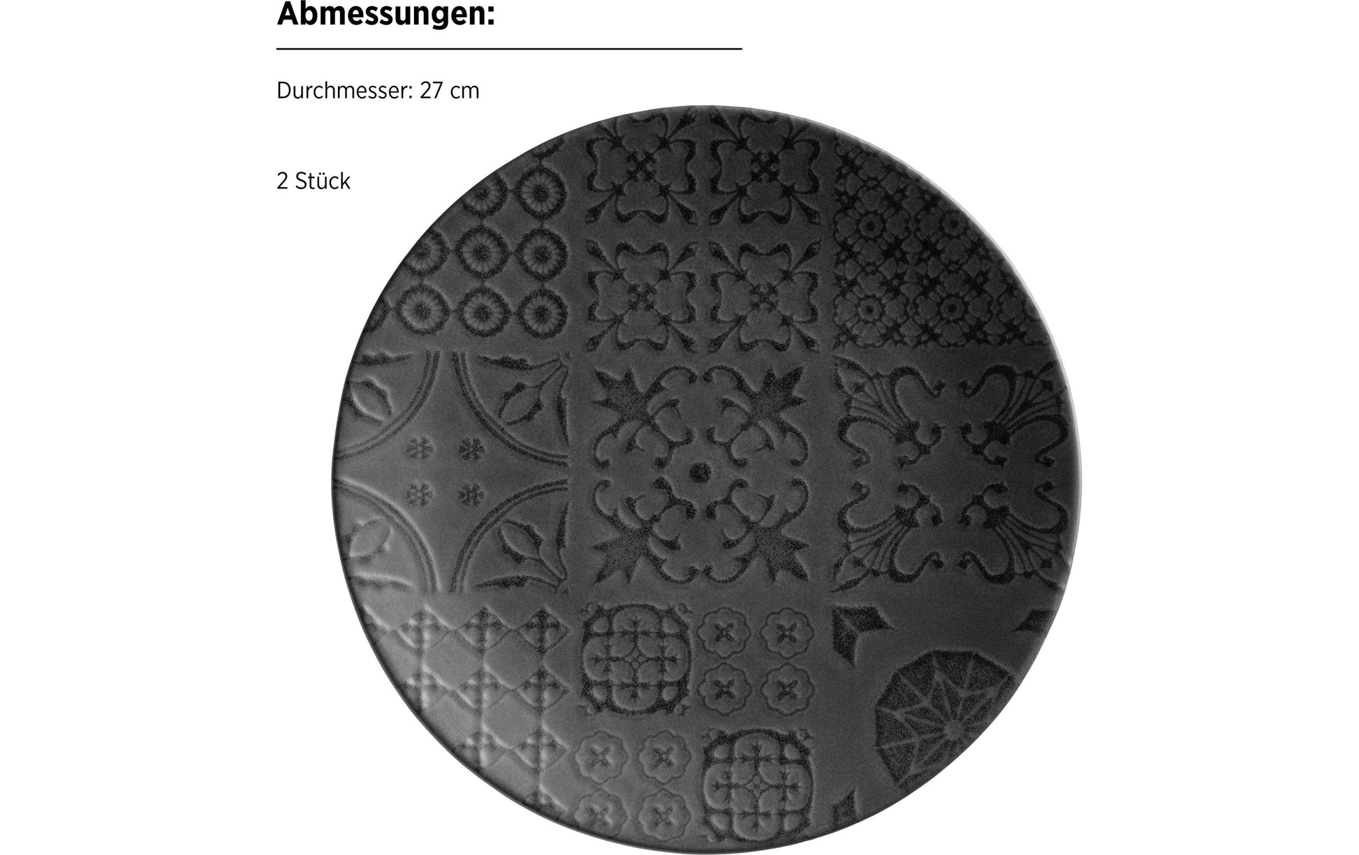 Mäser Speiseteller – 10er Set, Keramik, Schwarz, spülmaschinenfest, mikrowellengeeignet