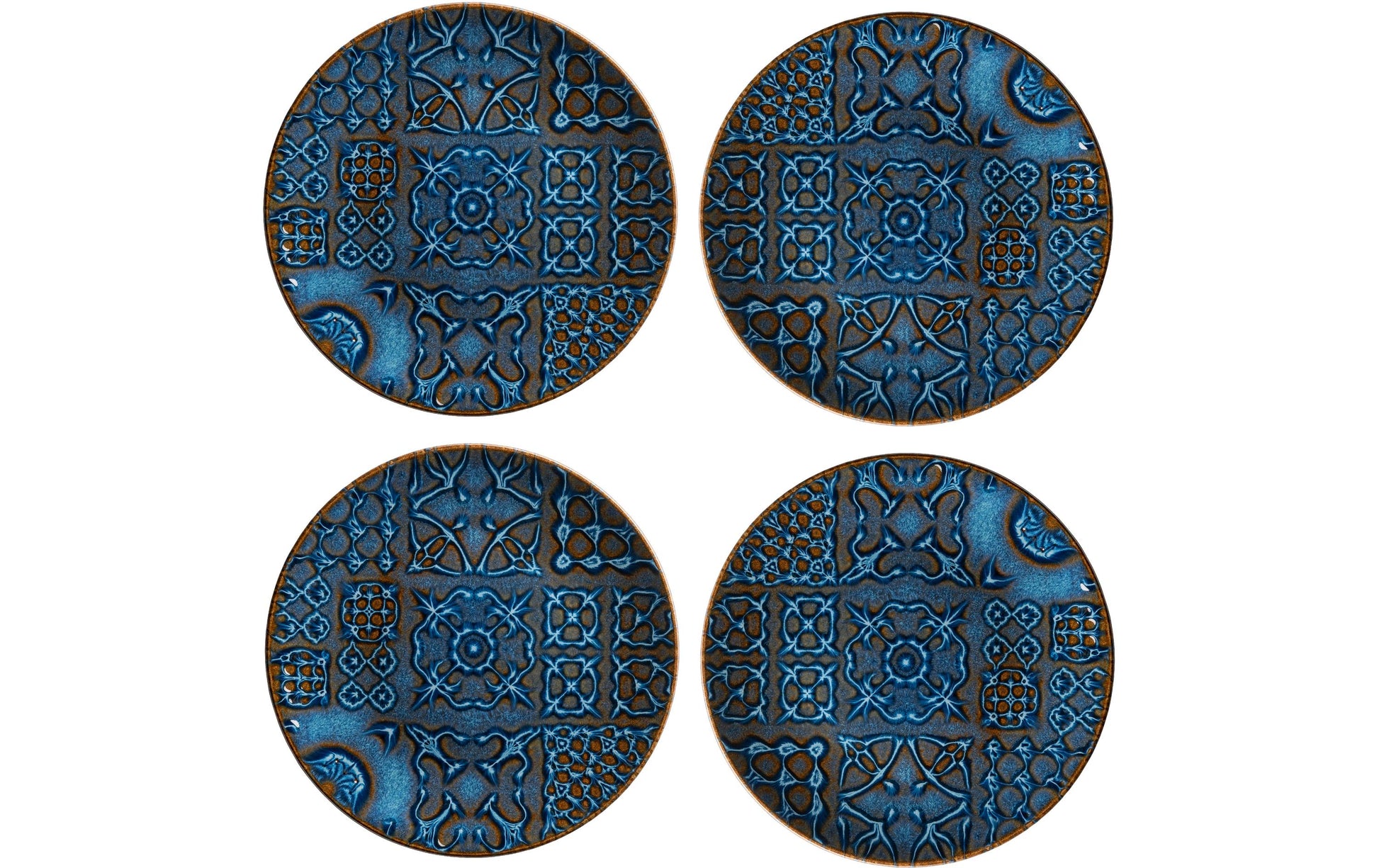 Mäser Dessertteller Tiles – 4er Set, Ø 21,0 cm, Keramik, Blau, spülmaschinenfest, mikrowellengeeignet