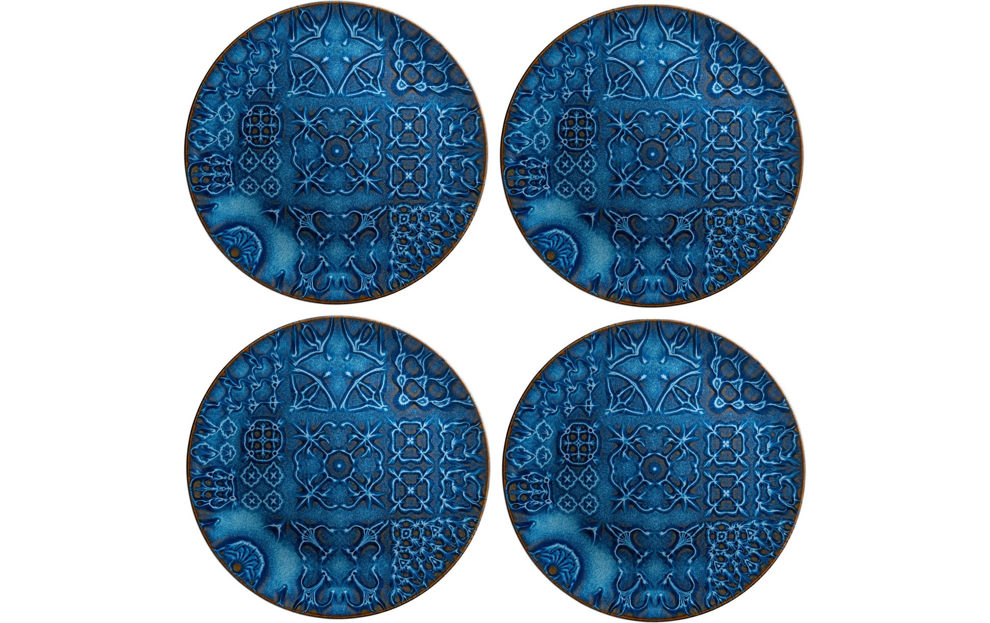 Mäser Platzteller – 4er Set, Ø 33 cm, Steinzeug, Blau, spülmaschinenfest, mikrowellengeeignet