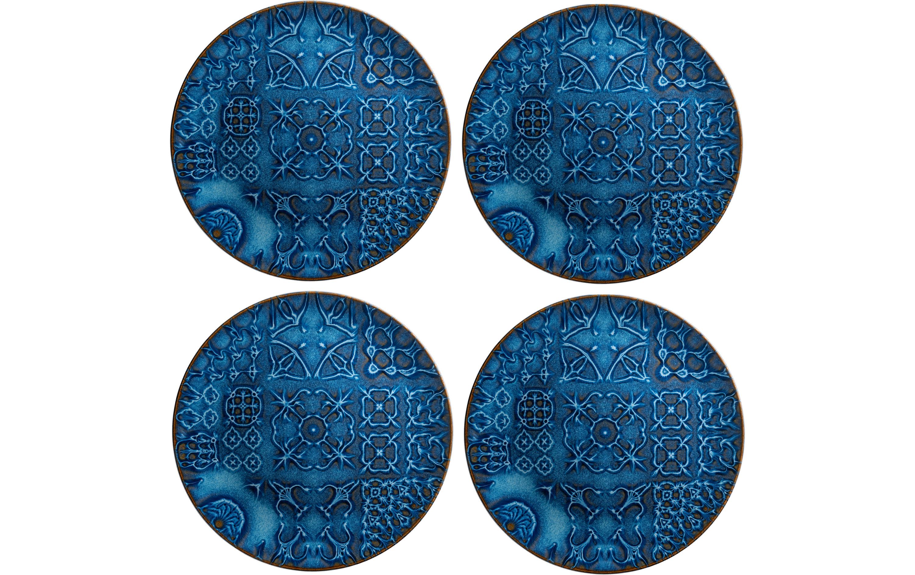 Mäser Platzteller – 4er Set, Ø 33 cm, Steinzeug, Blau, spülmaschinenfest, mikrowellengeeignet