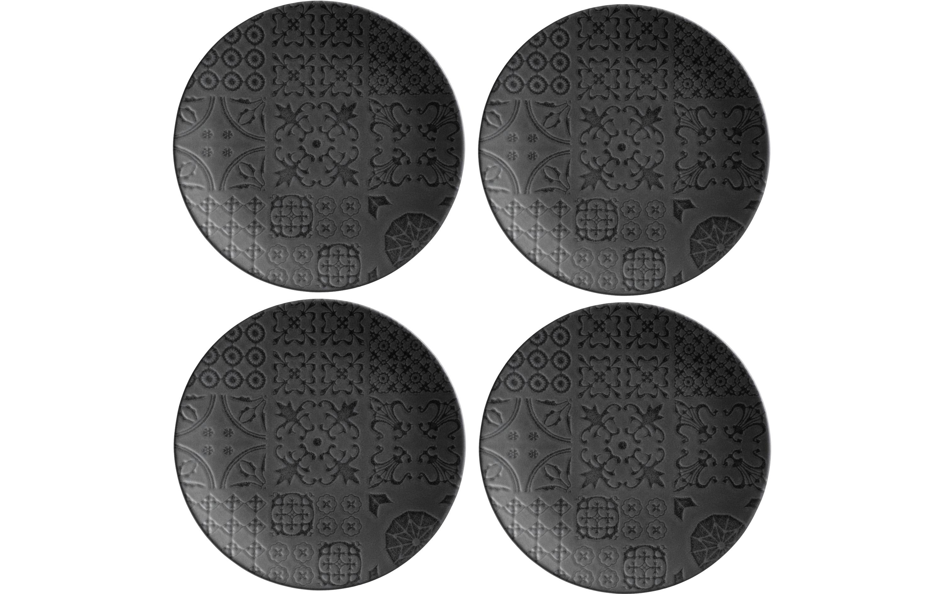 Mäser Platzteller – 4er Set, Ø 33 cm, Keramik, Schwarz, spülmaschinenfest, mikrowellengeeignet