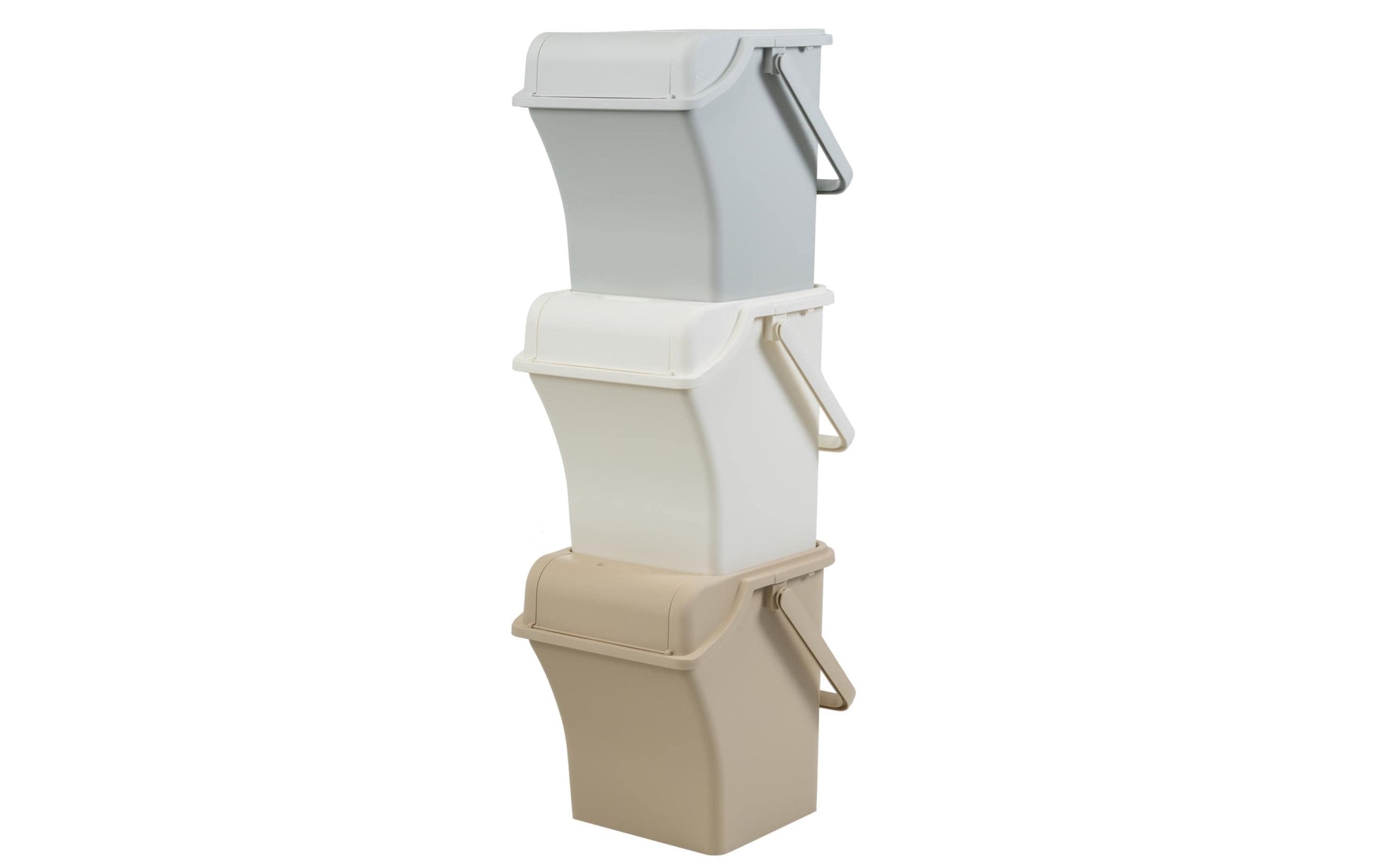 Cocon Recyclingbox – 3×45 l – Kunststoff (PP), rechteckig – Elfenbein – 3-fach
