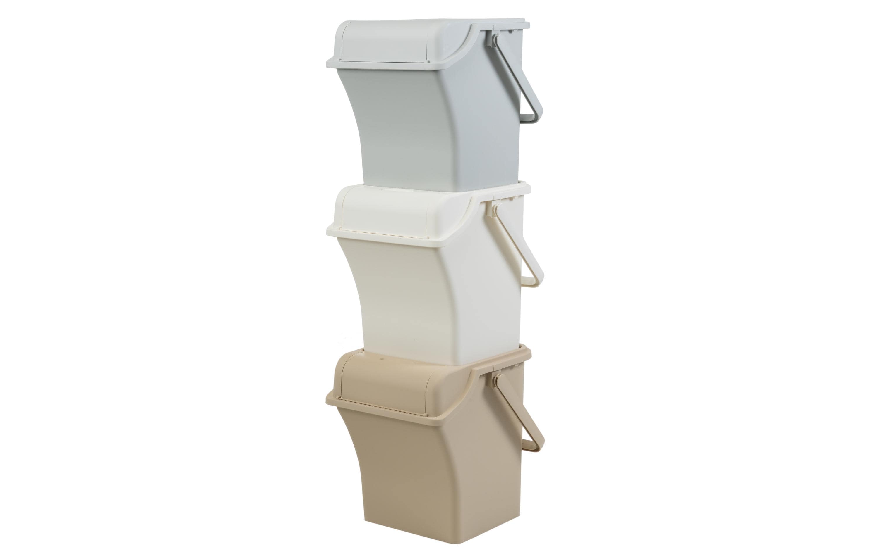 Cocon Recyclingbox – 3×45 l – Kunststoff (PP), rechteckig – Elfenbein – 3-fach
