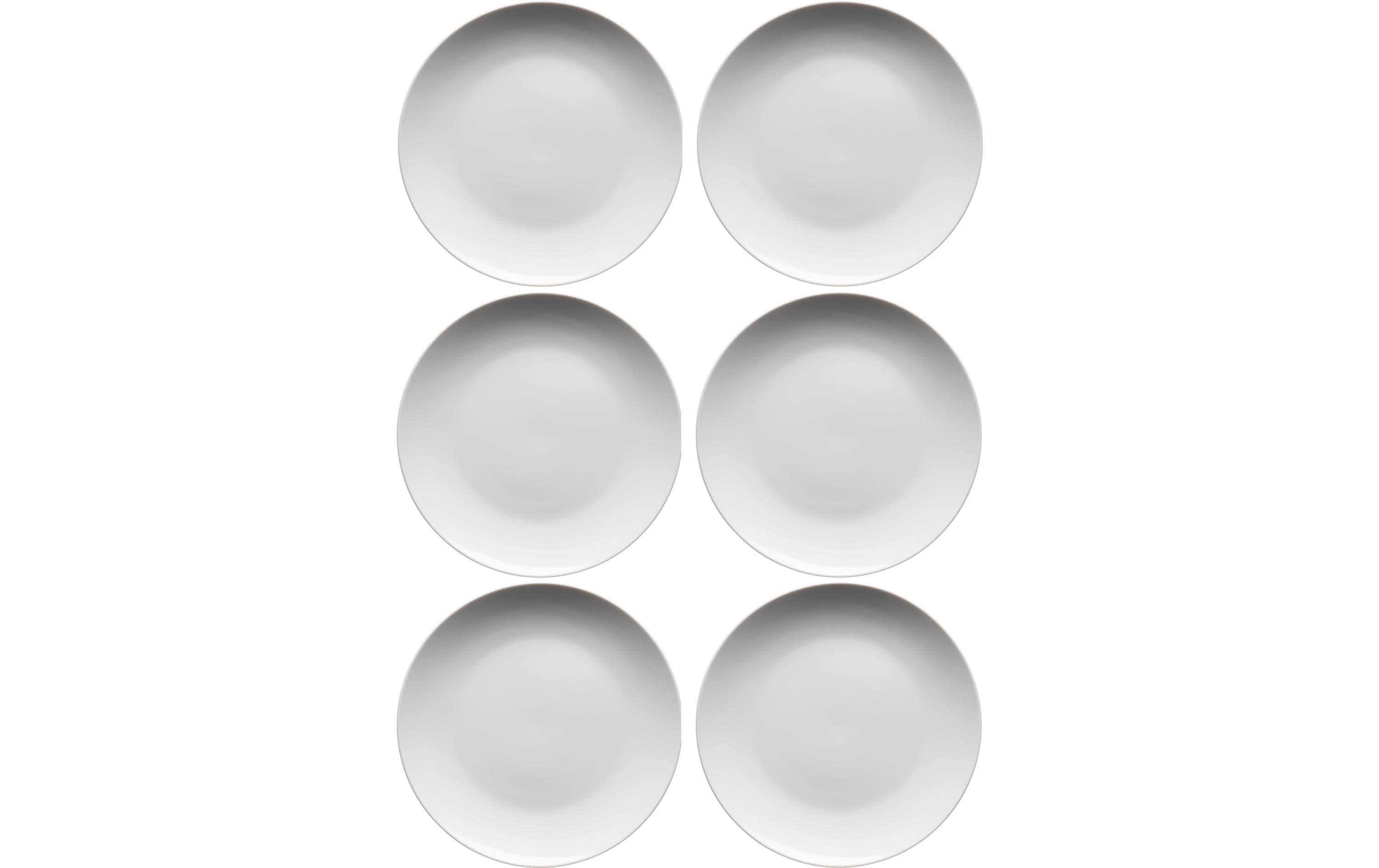 Mäser Dessertteller – 6er Set, Ø 20,5 cm, Porzellan, Weiss, spülmaschinenfest, mikrowellengeeignet