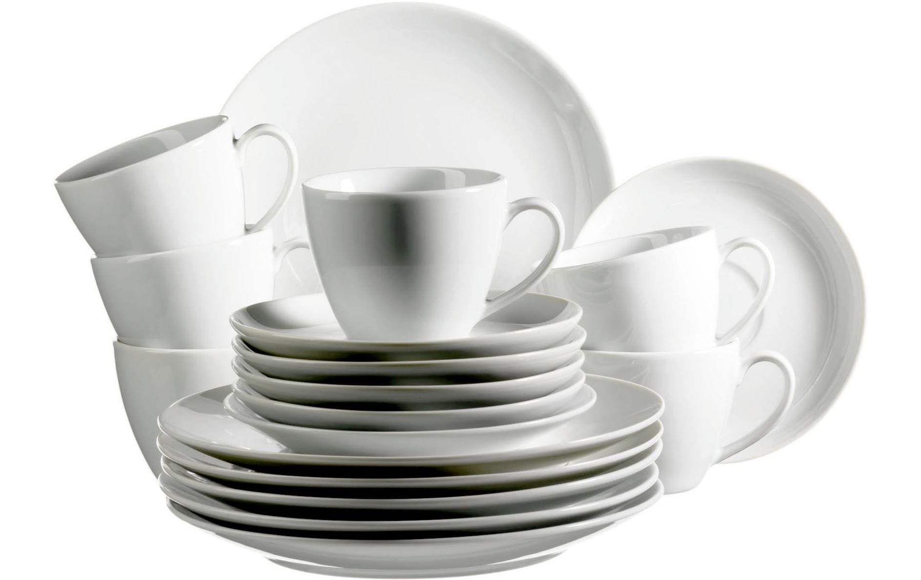 Mäser Kaffeeservice Barca – Set 18-teilig, Porzellan, Weiss, spülmaschinenfest, mikrowellengeeignet