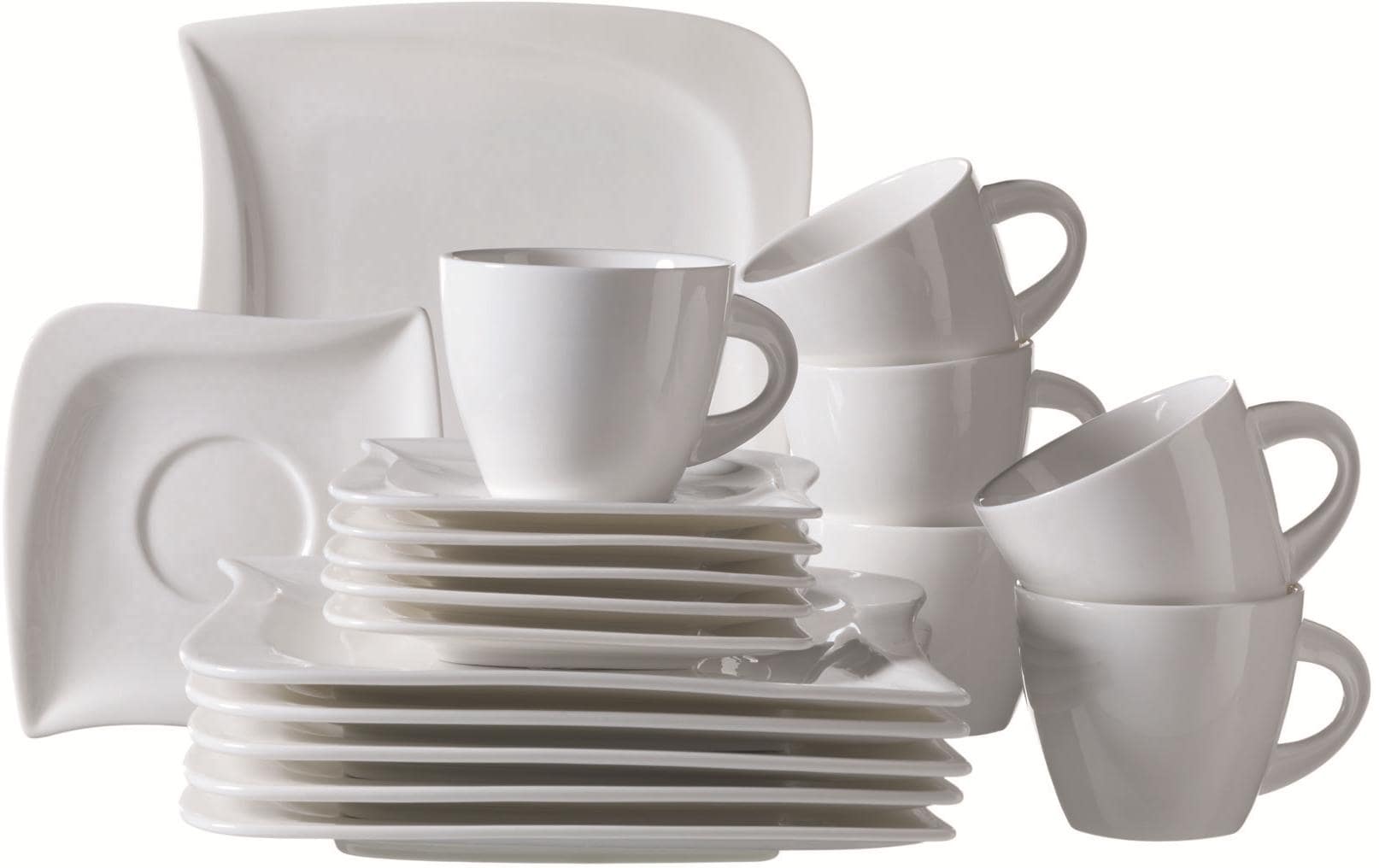 Mäser Kaffeeservice LA MUSICA – 18-teiliges Set, Porzellan, weiss, spülmaschinenfest, mikrowellenfest