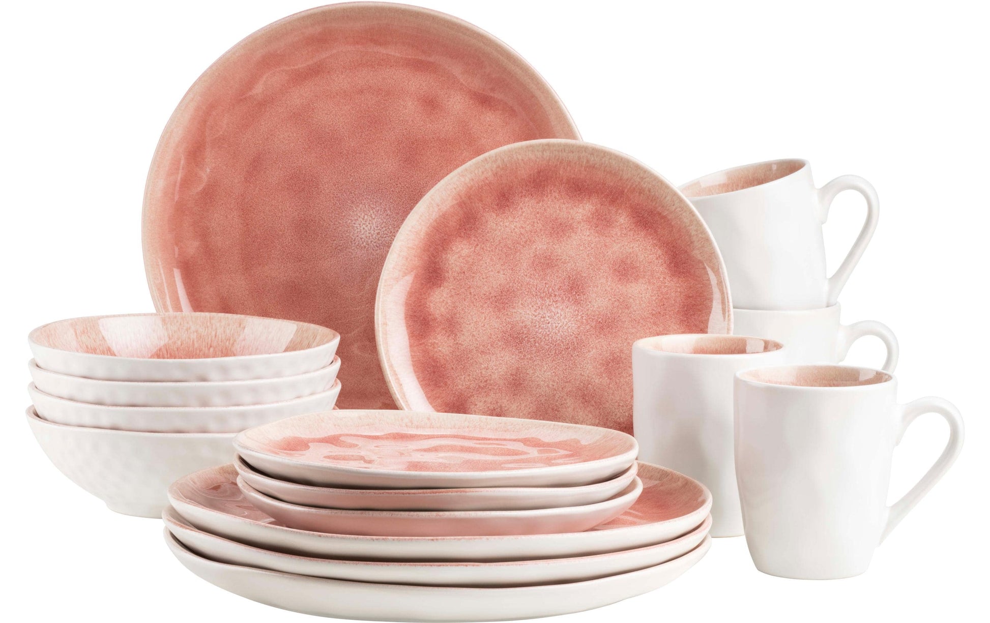 Mäser Speise-Service – 16-teilig, Steinzeug, Weiss, spülmaschinenfest, mikrowellengeeignet