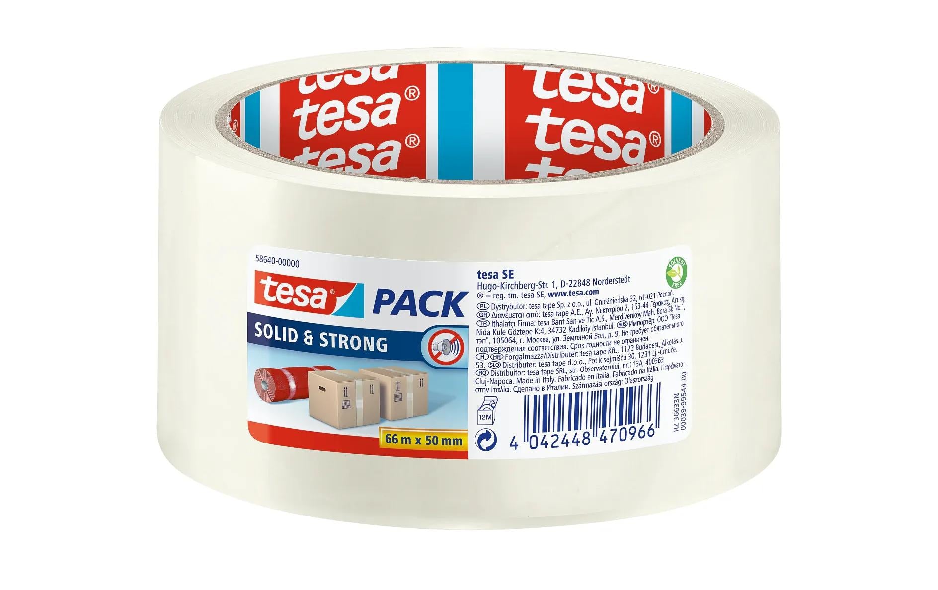 TESA Verpackungsklebeband, PP, transparent, extra stark – 50 mm × 66 m – 1 Stück