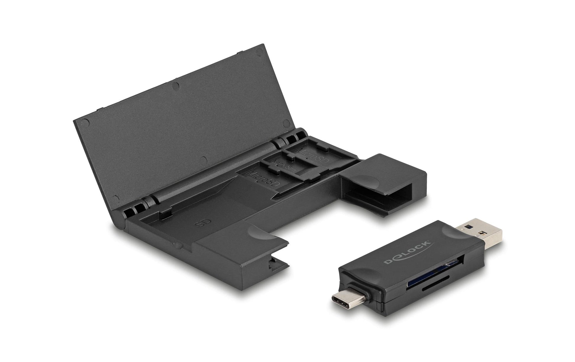 DeLOCK USB-Kartenleser USB-C/USB-A – SD/microSD – USB 3.2 Gen 1 (5 Gbit/s) – für Windows und mehr