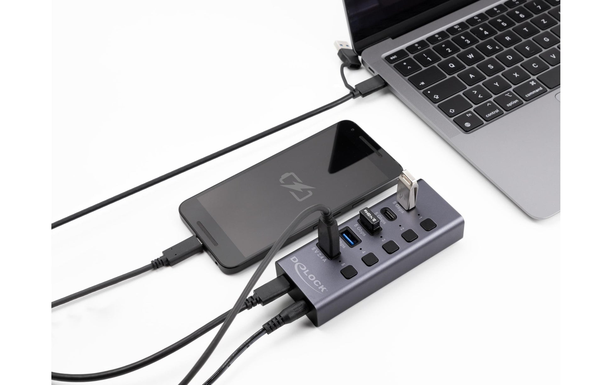DeLOCK 64248 USB-Hub – USB-C, 3× USB-A, 3× USB-C, für Windows/Mac/ChromeOS