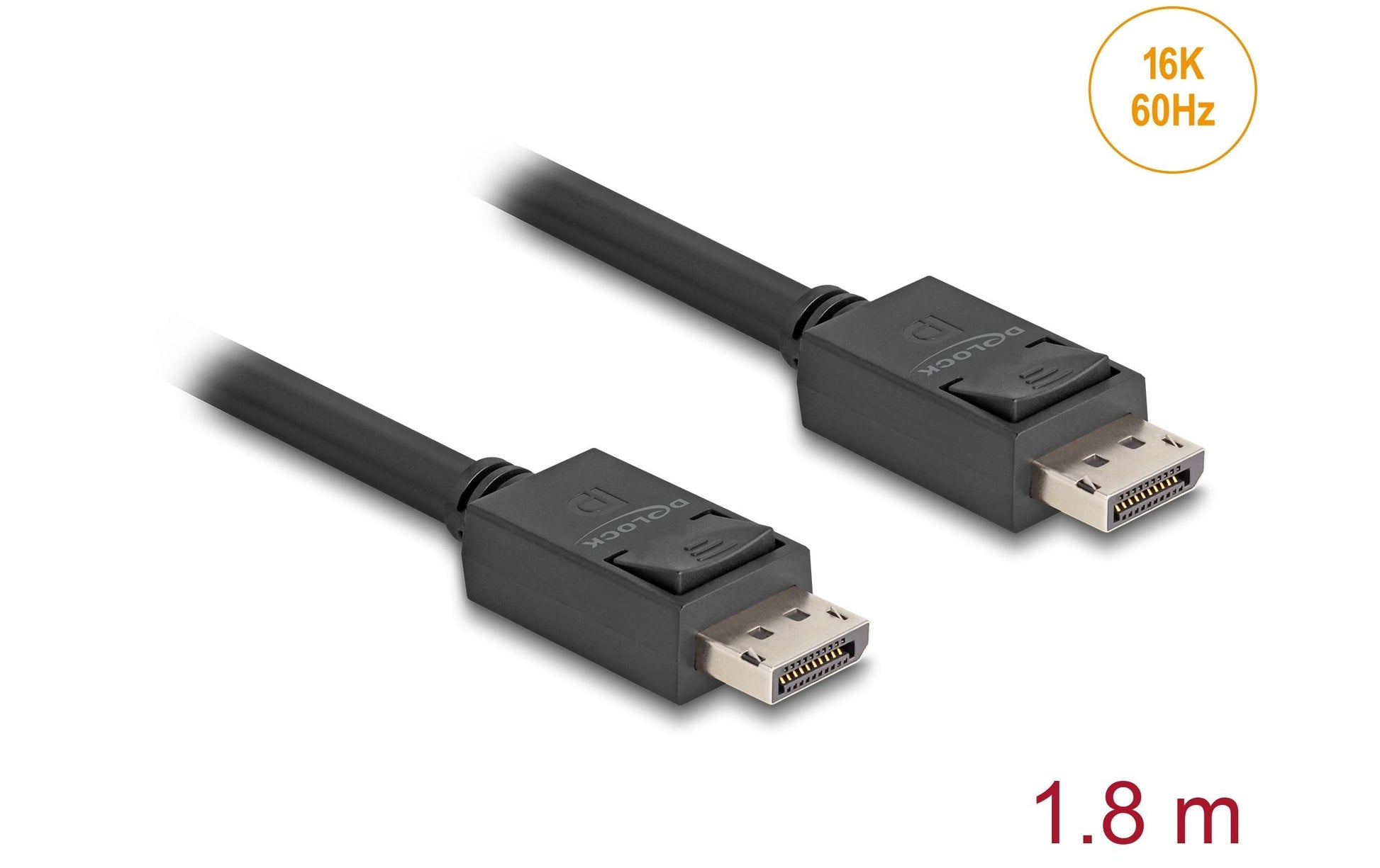 DeLOCK DisplayPort-zu-DisplayPort Anschlusskabel – 1,8 m, DisplayPort 2.1, 80 Gbps, schwarz