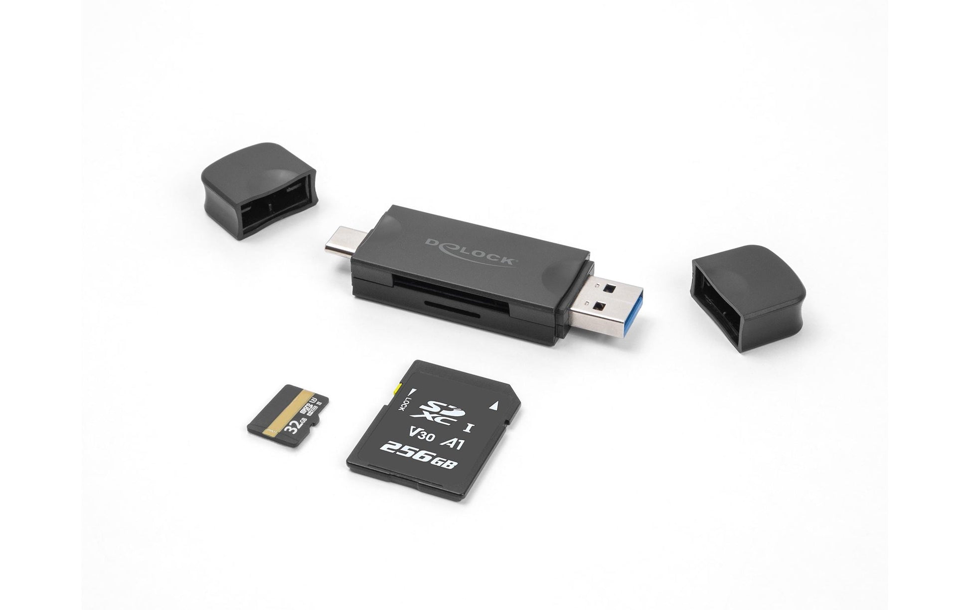 DeLOCK USB-Kartenleser USB-C und USB-A – SD/microSD – USB 3.2 Gen 1 (5 Gbit/s)