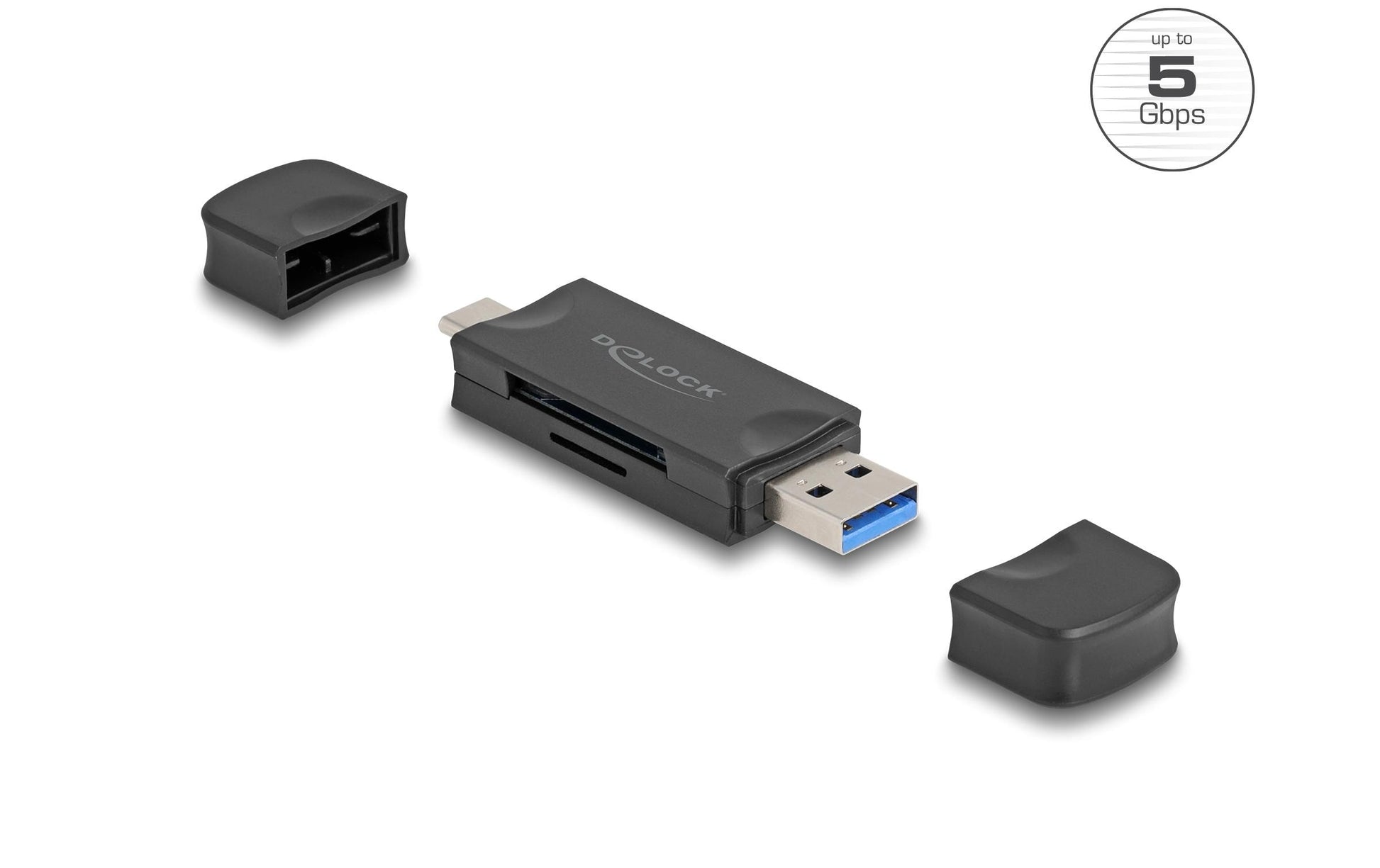 DeLOCK USB-Kartenleser USB-C und USB-A – SD/microSD – USB 3.2 Gen 1 (5 Gbit/s)