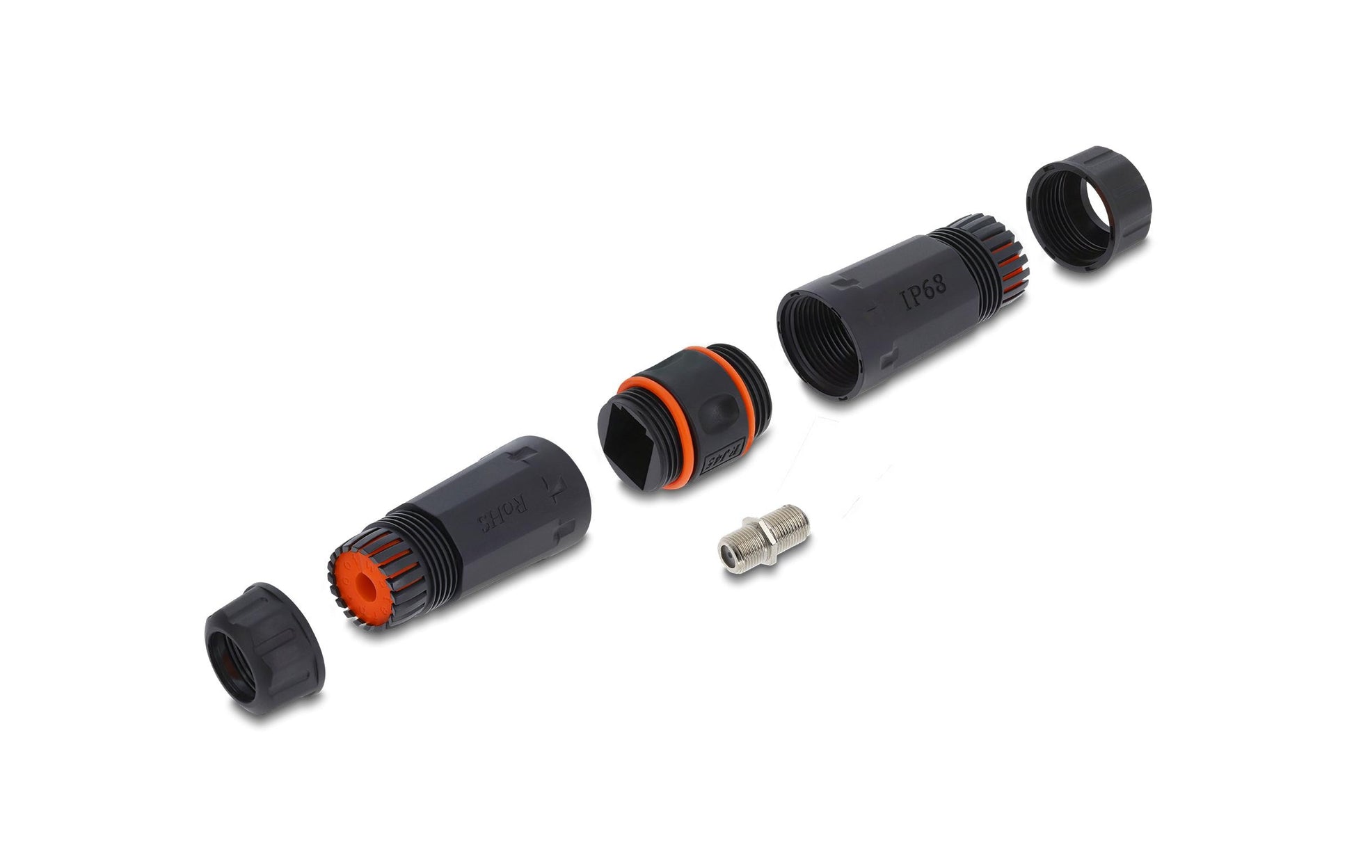 DeLOCK Kabelverbinder F-Buchse zu F-Buchse – 75 Ohm, wasserfest, schwarz