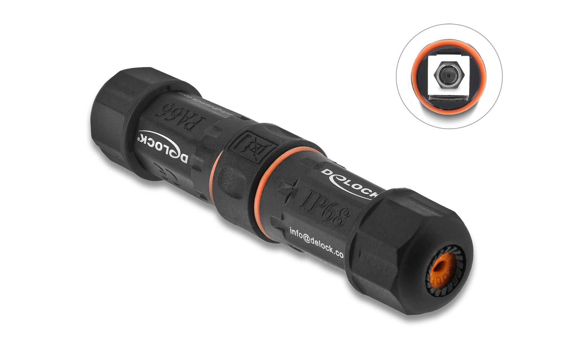 DeLOCK Kabelverbinder F-Buchse zu F-Buchse – 75 Ohm, wasserfest, schwarz