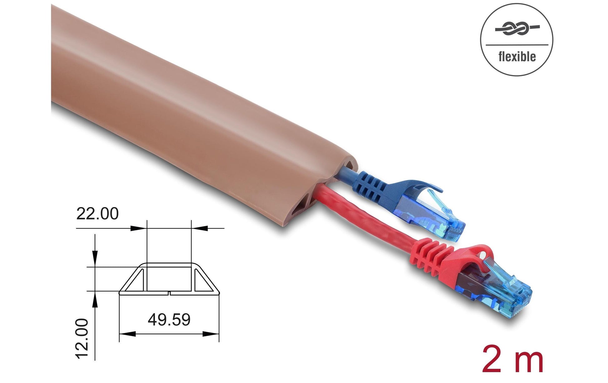 DeLOCK 20764 Wandkanal – 50 × 14 mm – 2 m – PVC – Braun, selbstklebend, 1 Stk.
