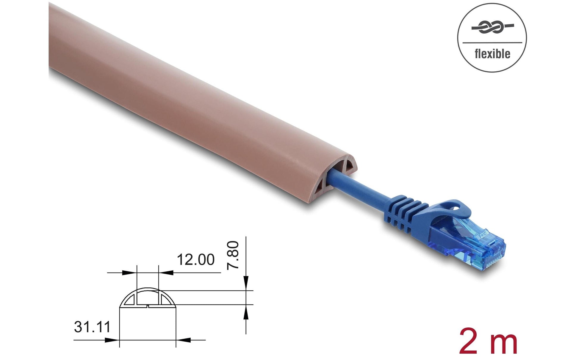 DeLOCK 20763 Wandkanal – 30 × 10 mm – 2 m – PVC – Braun, selbstklebend