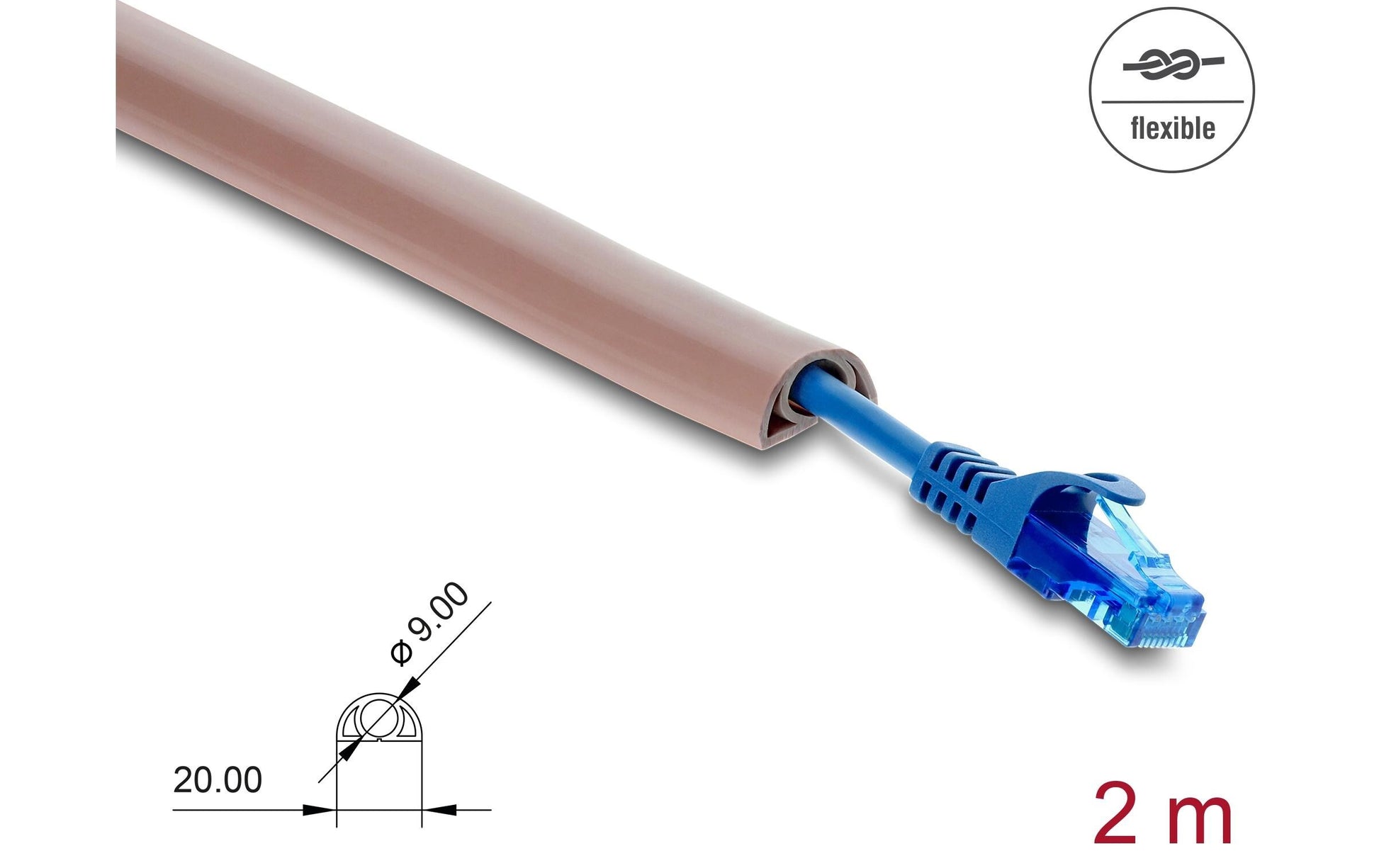 DeLOCK 20762 Wandkanal – 20 × 10 mm – 2 m – PVC – Braun, selbstklebend