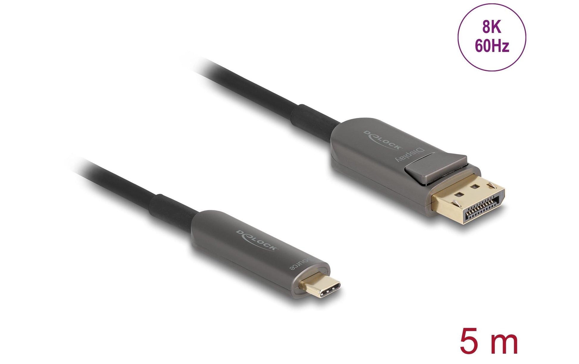 DeLOCK USB-C auf DisplayPort Adapter, DisplayPort 2.1, 8K@60 Hz, 5 m, AOC