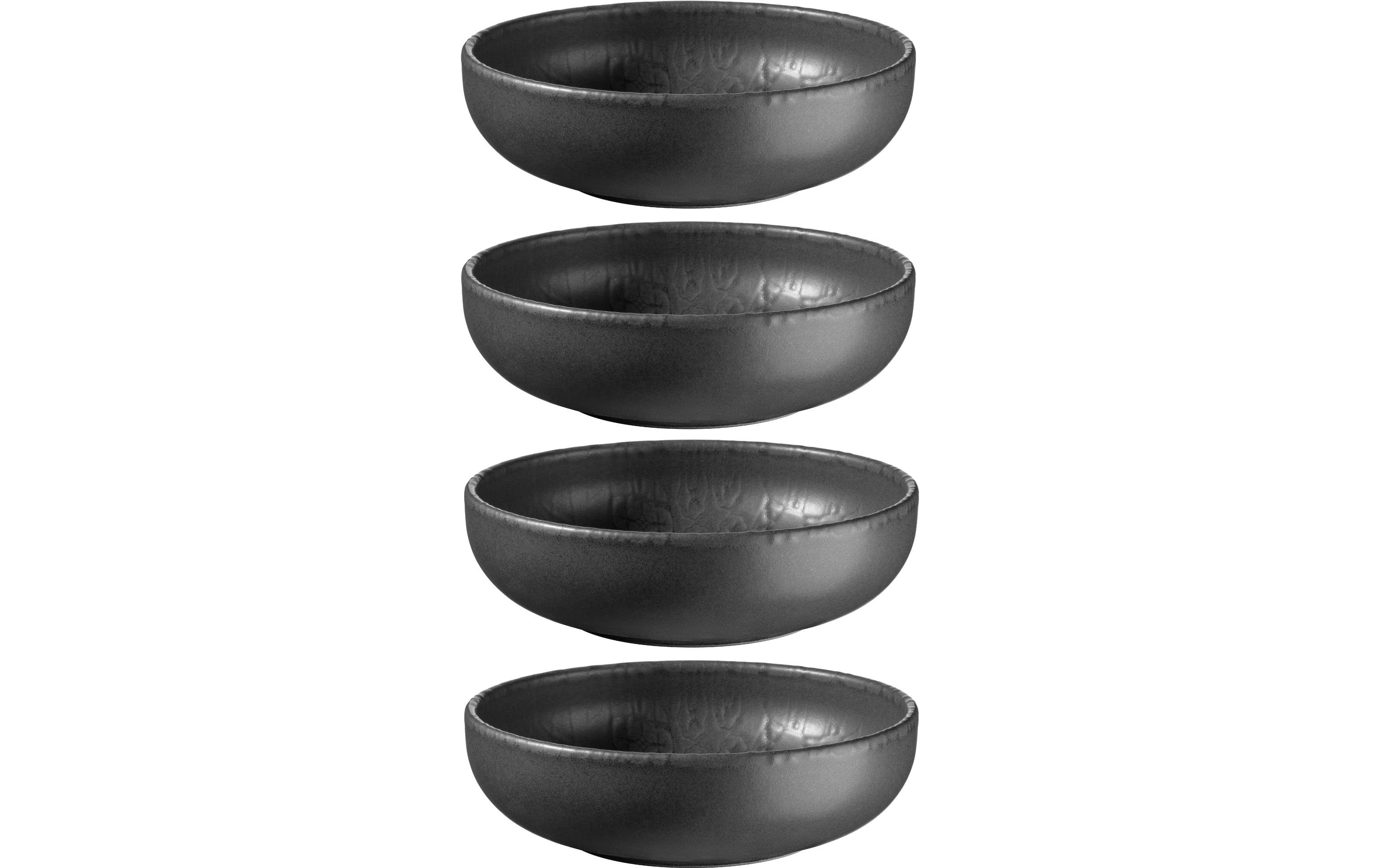 Mäser Schüssel Tiles UNO – 4er Set, Ø 16 cm, Steinzeug, Schwarz, spülmaschinenfest, mikrowellengeeignet