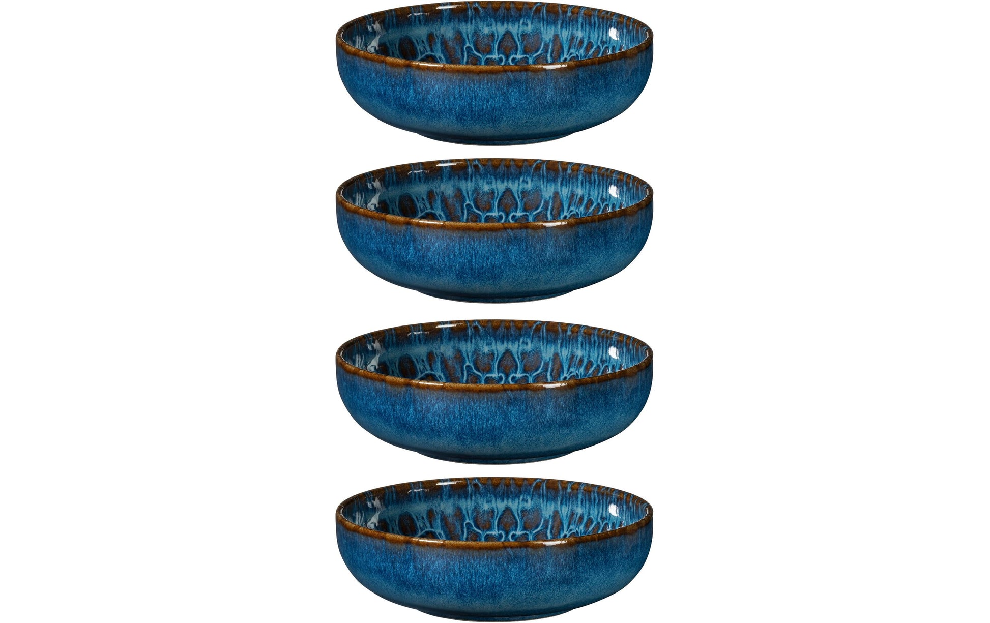 Mäser Schüssel Tiles UNO – 4er Set, Ø 16 cm, Keramik, Blau, spülmaschinenfest, mikrowellengeeignet