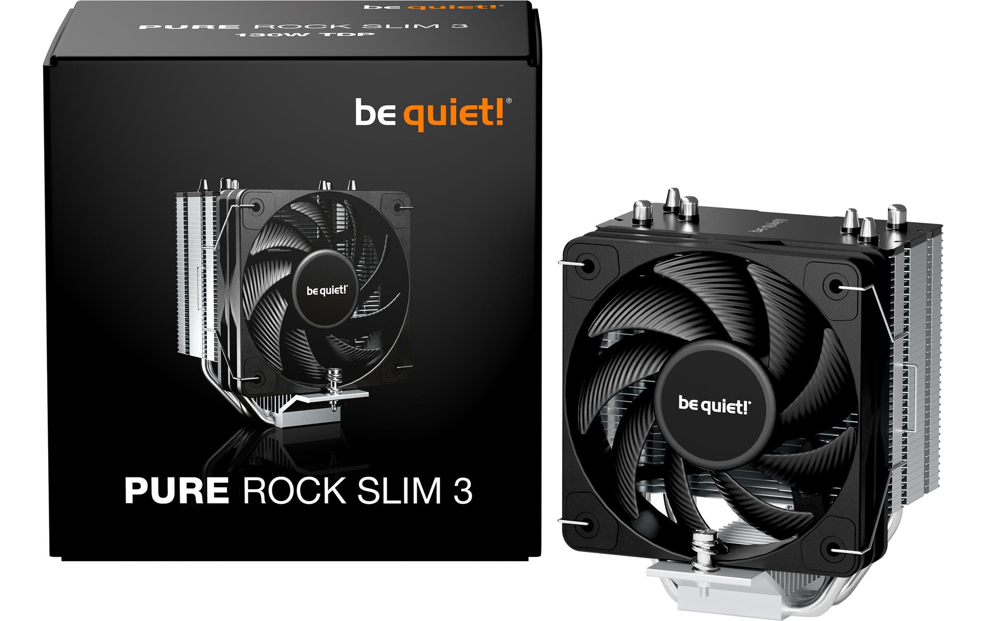 be quiet! be quiet – CPU-Kühler – Pure Rock Slim 3 – 10 cm Lüfter, 1700 U/min, TDP 130 W, für LGA1851/LGA1700/AM4 usw.