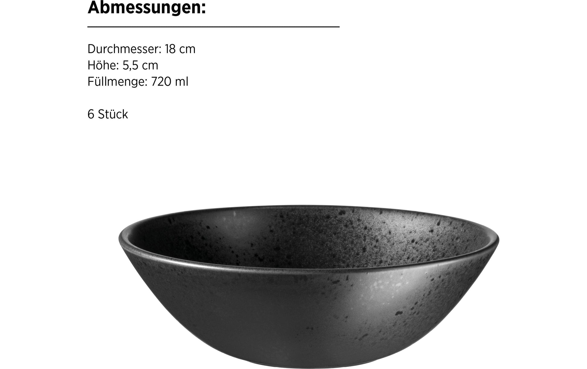 Mäser Frühstücks- & Dessertteller – 18-teiliges Set, Steingut, Schwarz, spülmaschinenfest, mikrowellengeeignet