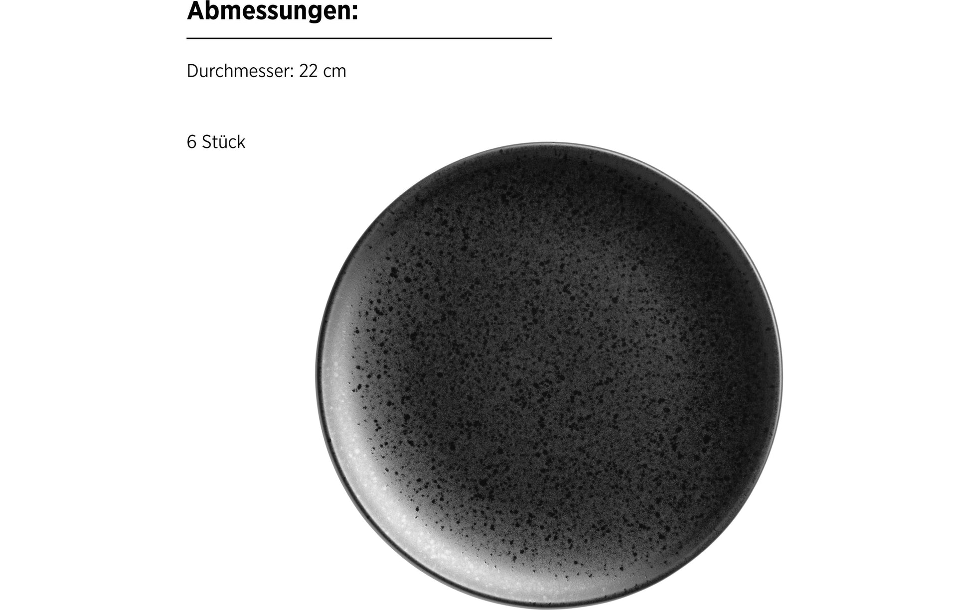 Mäser Frühstücks- & Dessertteller – 18-teiliges Set, Steingut, Schwarz, spülmaschinenfest, mikrowellengeeignet