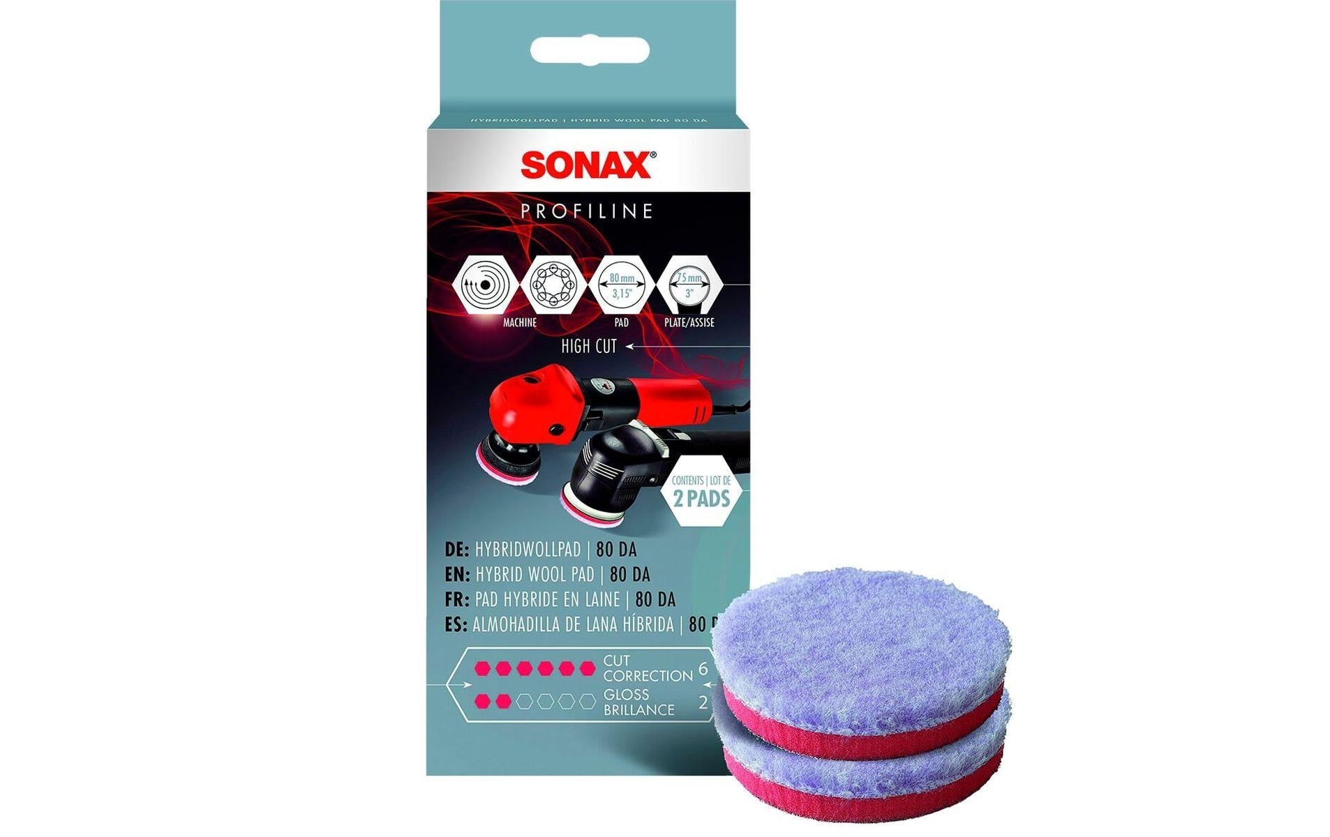Sonax Polierpad, Hybridwolle, PROFILINE, 80 mm, lila, 2 Stk.