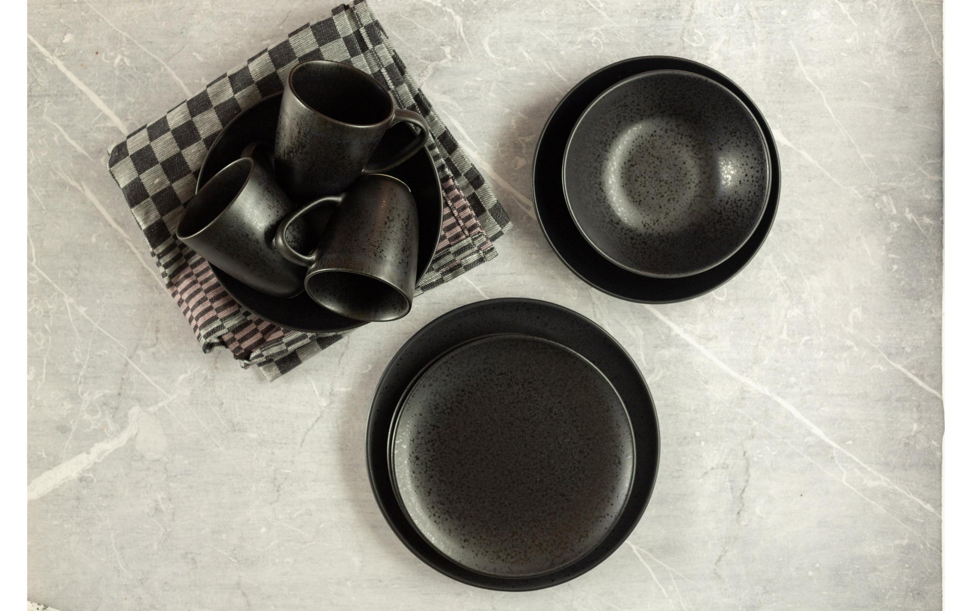 Mäser Tafelservice – 12-teilig, Ø 27,0 cm, Keramik, Schwarz