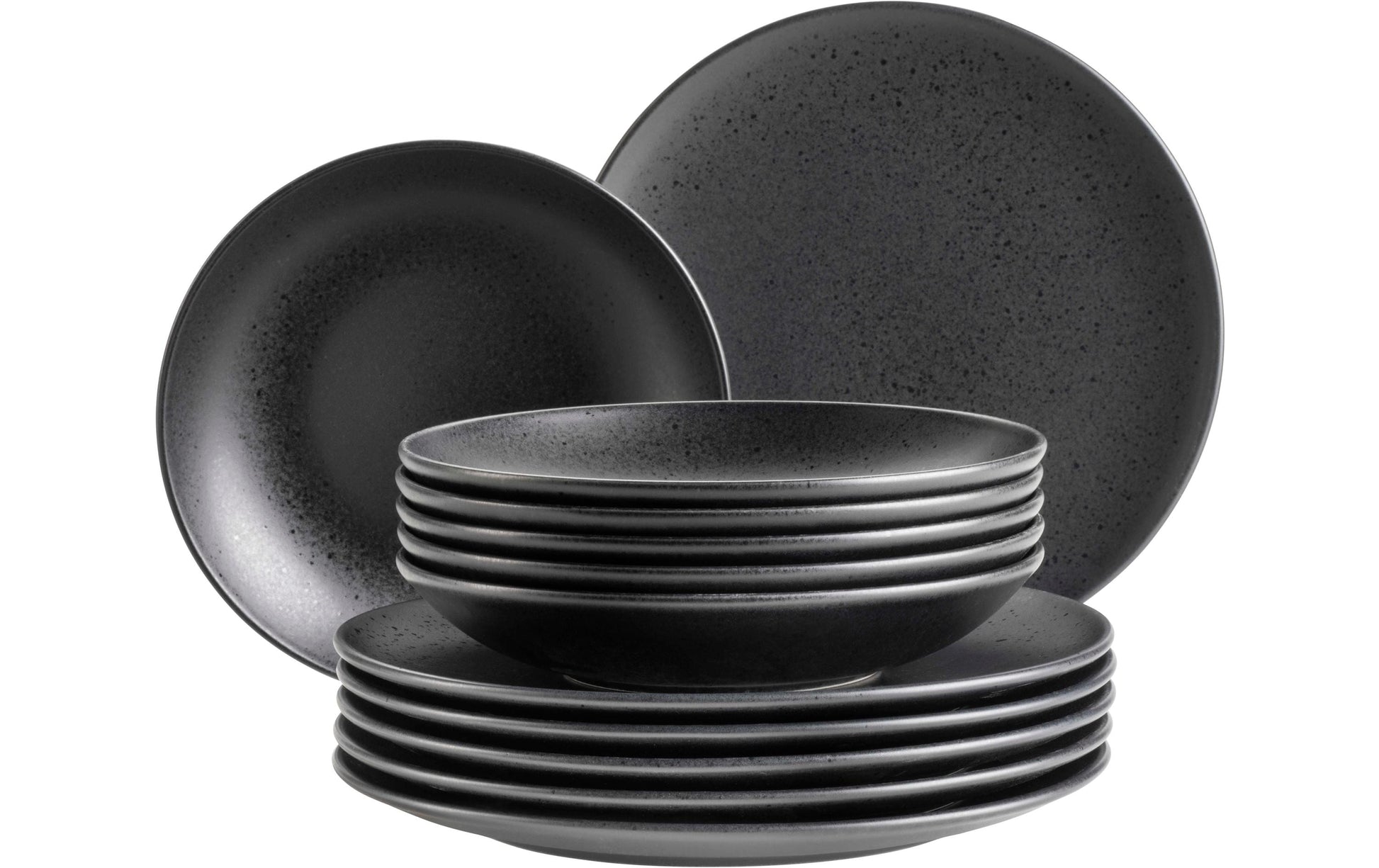 Mäser Tafelservice – 12-teilig, Ø 27,0 cm, Keramik, Schwarz