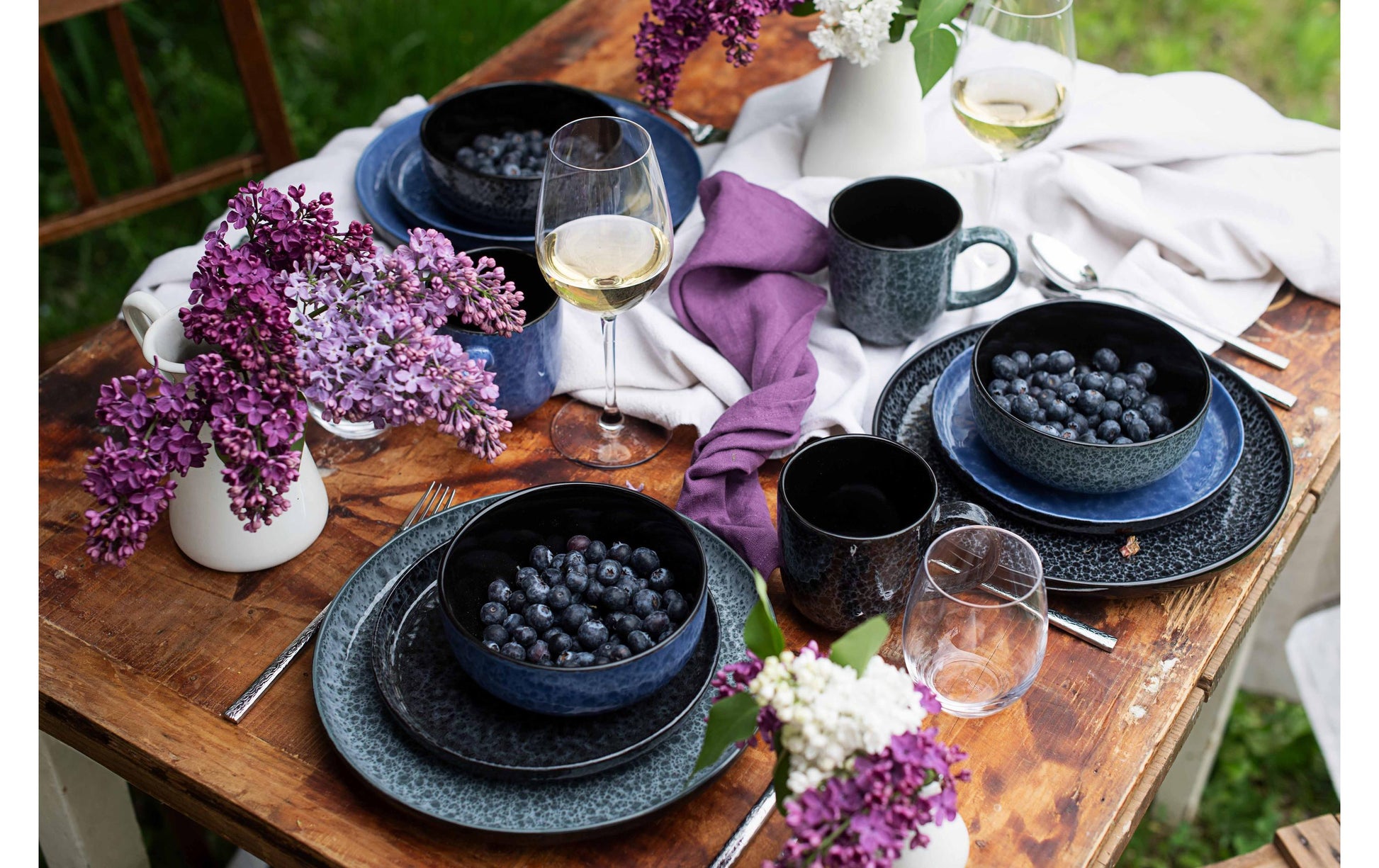 Mäser Filippa Speise-Service – 16-teilig, Steinzeug, Blau, spülmaschinenfest, mikrowellengeeignet