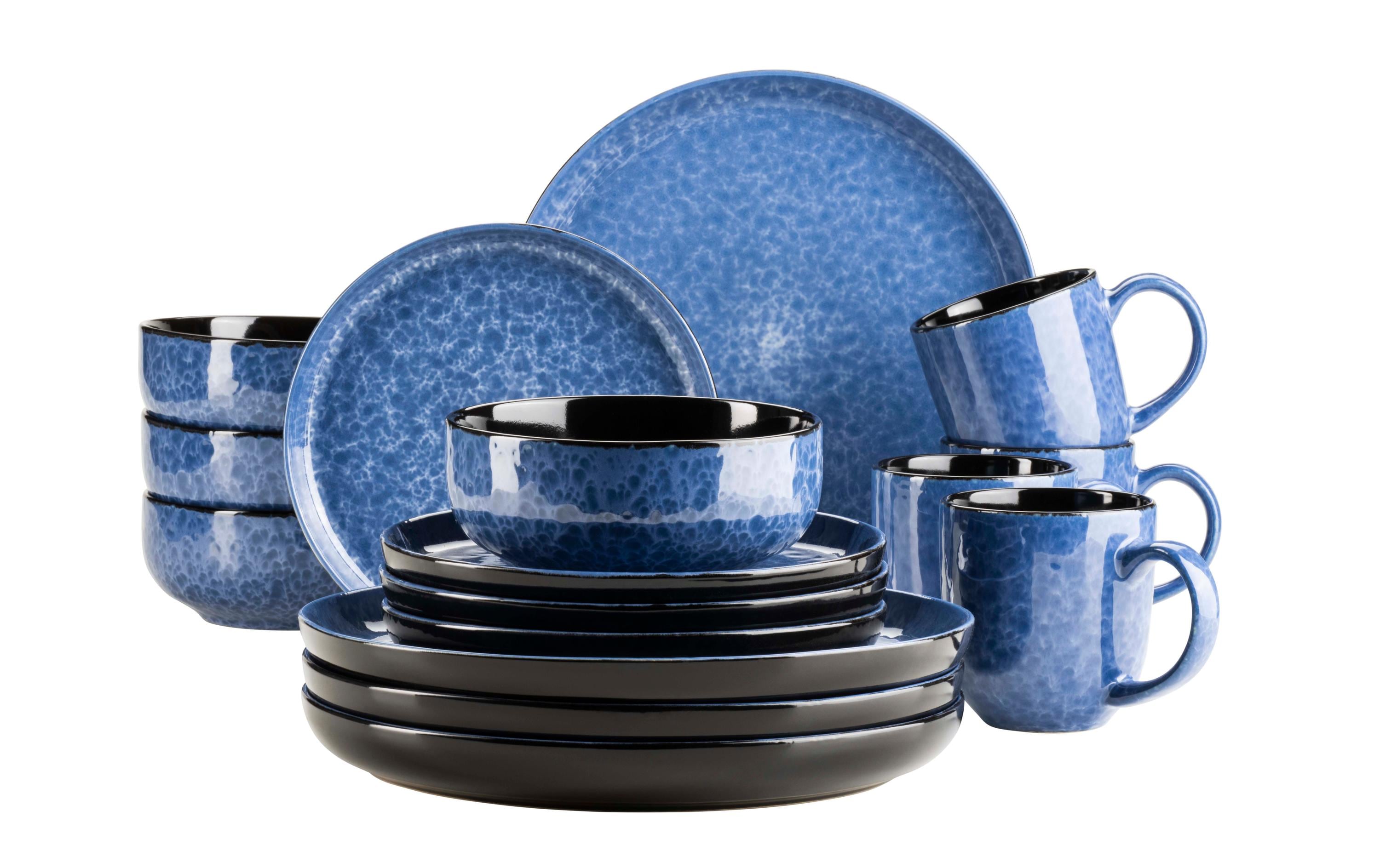 Mäser Filippa Speise-Service – 16-teilig, Steinzeug, Blau, spülmaschinenfest, mikrowellengeeignet