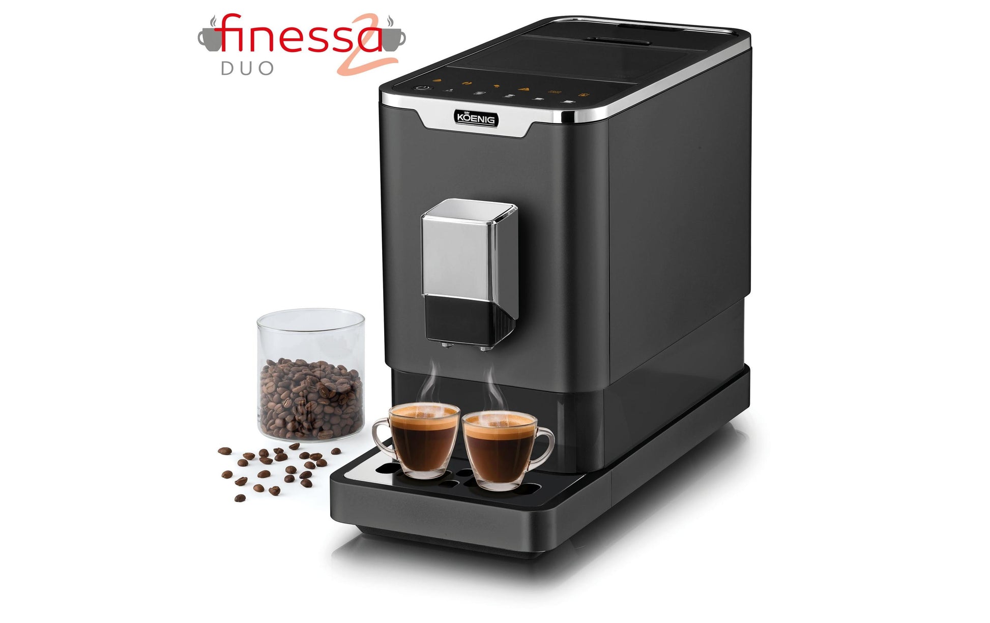 Koenig Finessa Doppio Kaffeevollautomat – 19 bar, 1,2 l, 150 g, Anthrazit