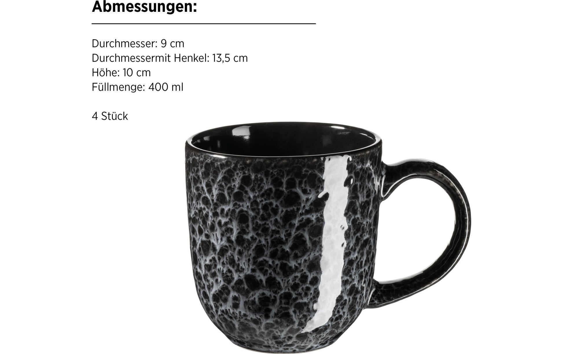 Mäser Filippa Speise-Service – 16-teilig, Keramik, Schwarz, spülmaschinenfest, mikrowellengeeignet