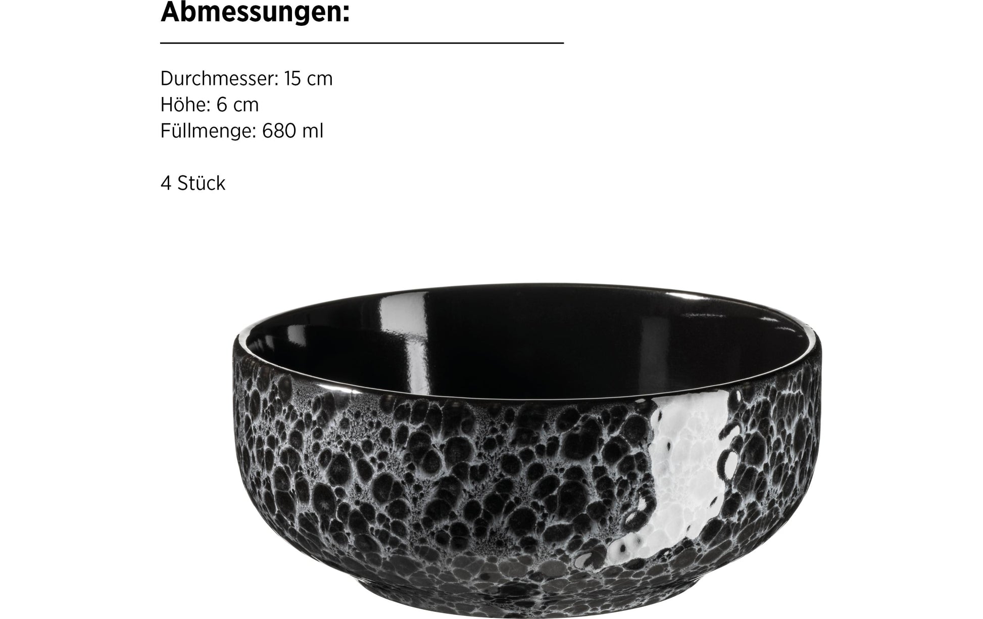 Mäser Filippa Speise-Service – 16-teilig, Keramik, Schwarz, spülmaschinenfest, mikrowellengeeignet