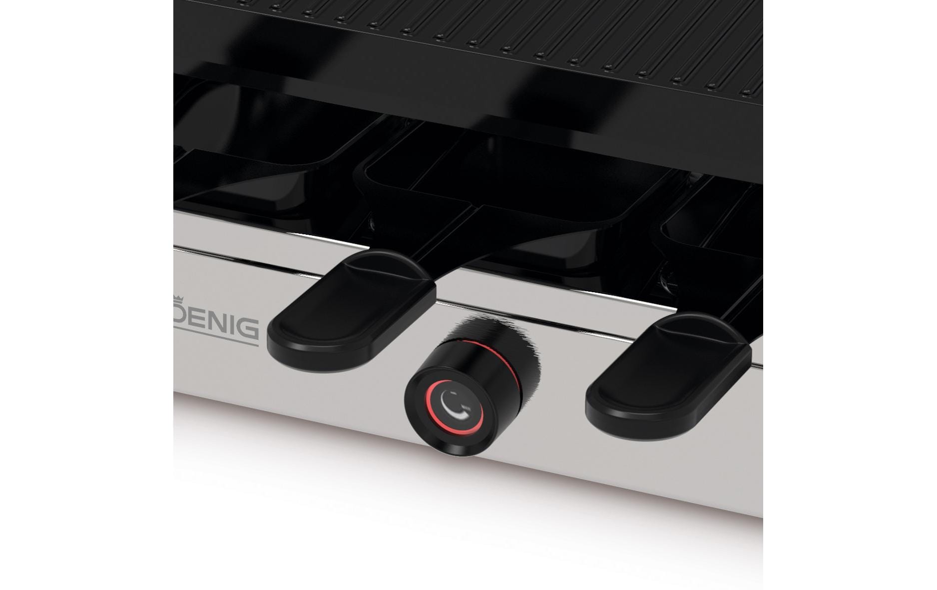 Koenig Raclette-Grill Pro – 6 Personen, Druckguss-Grillplatte, 950 W – Chrom