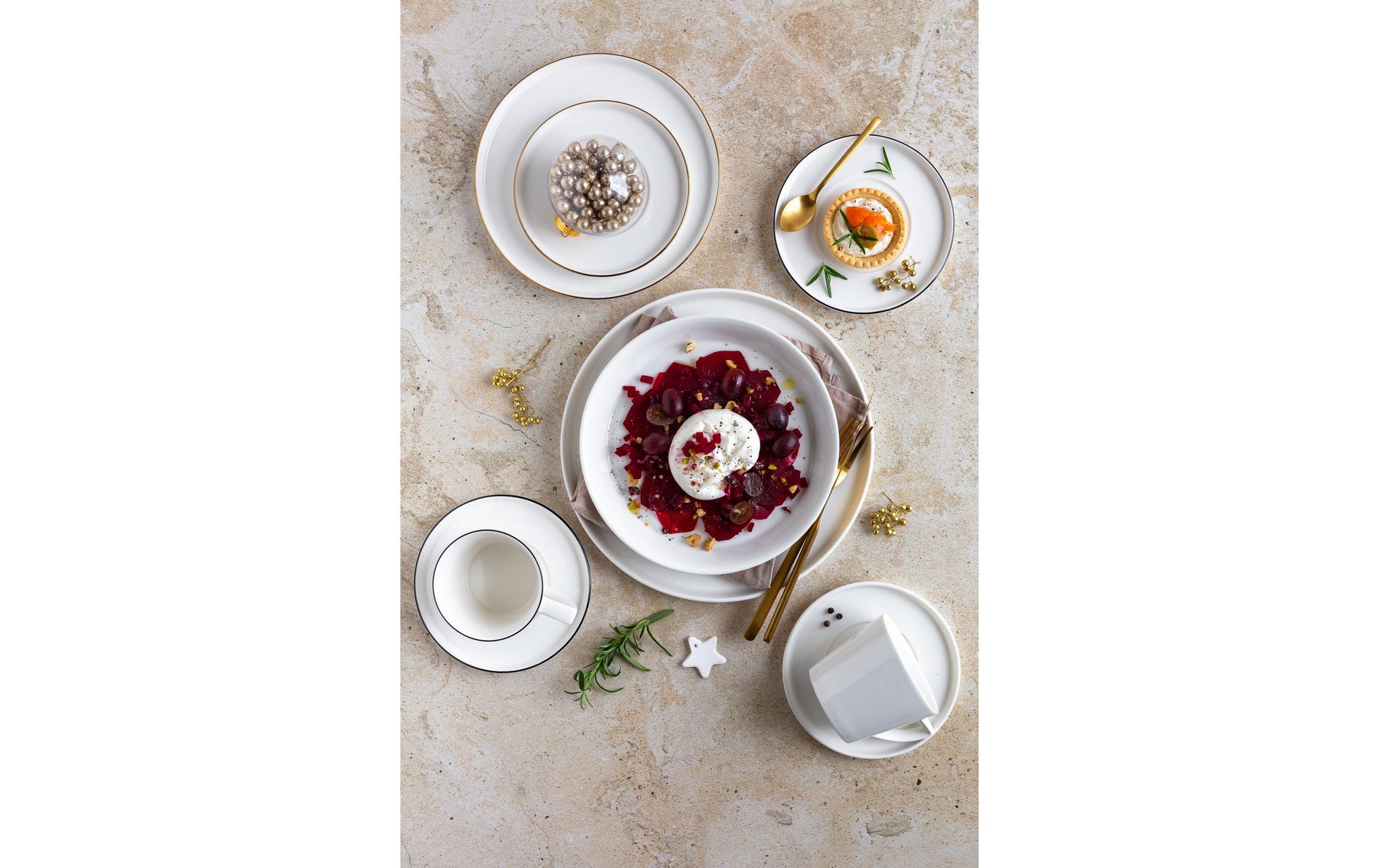 Mäser Frühstücks- & Dessertteller SITA – 18-teiliges Set, Porzellan, spülmaschinenfest, mikrowellengeeignet