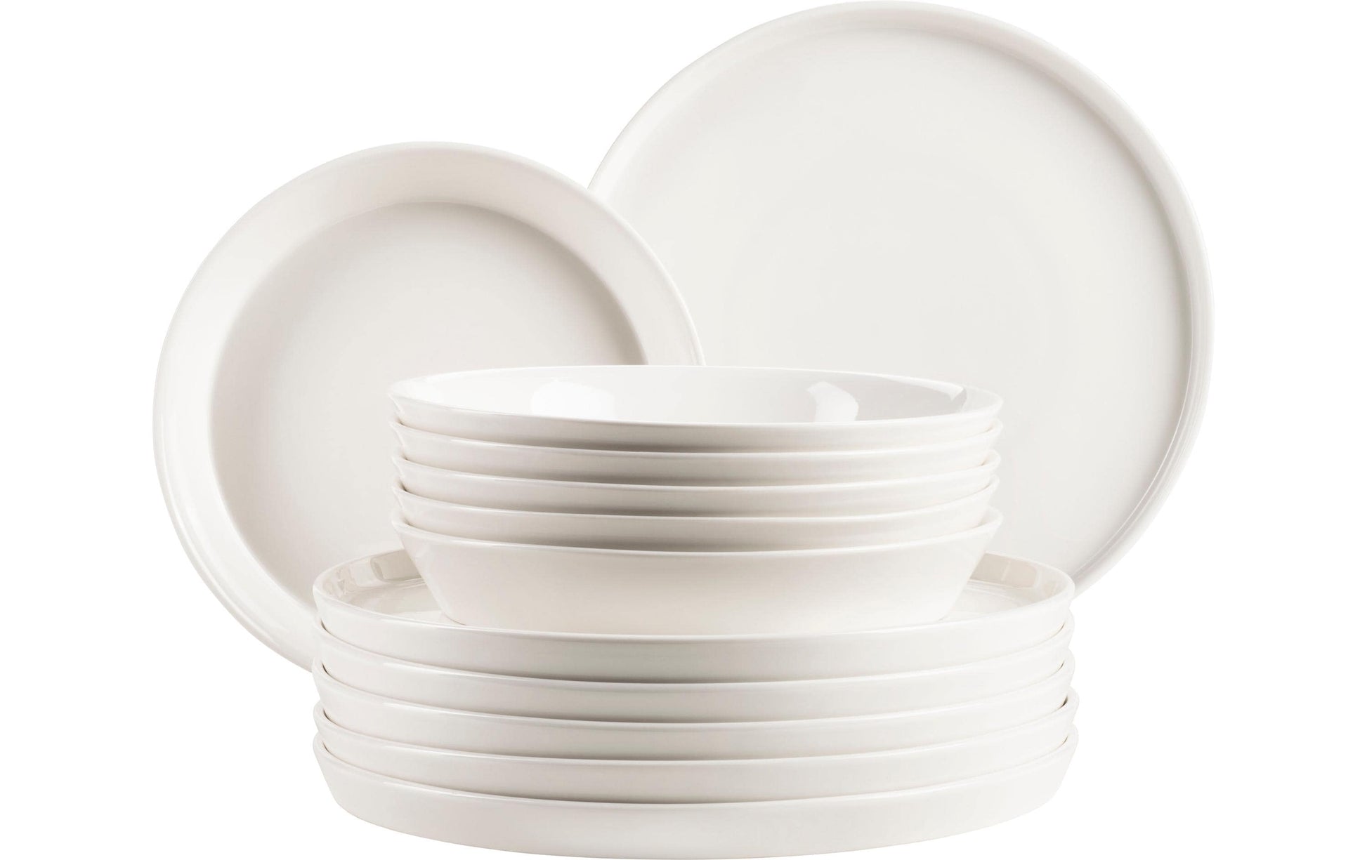 Mäser Tafelservice SITA – 12-teiliges Set, Porzellan, weiss, spülmaschinenfest, mikrowellengeeignet