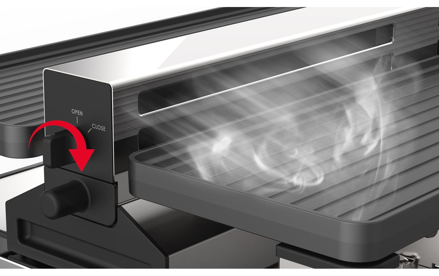 Trisa Electronics Trisa Raclette-Grill Pure Melt – 8 Personen, 1500 W, Aluguss-Grillplatte – Silber