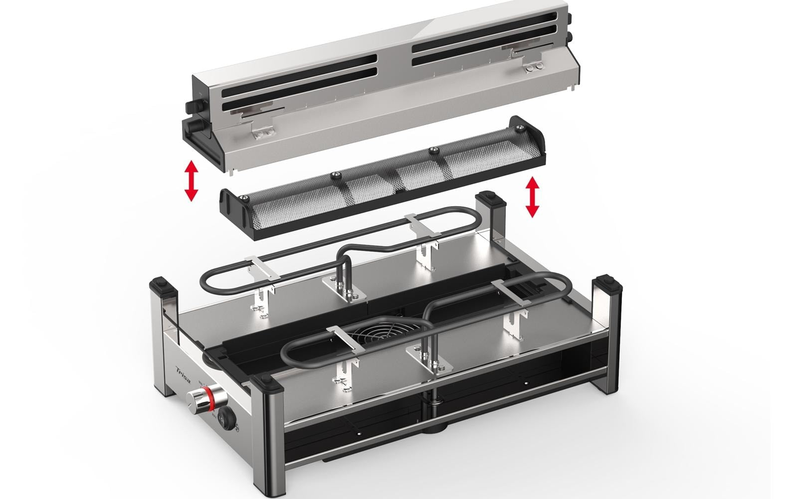 Trisa Electronics Trisa Raclette-Grill Pure Melt – 8 Personen, 1500 W, Aluguss-Grillplatte – Silber