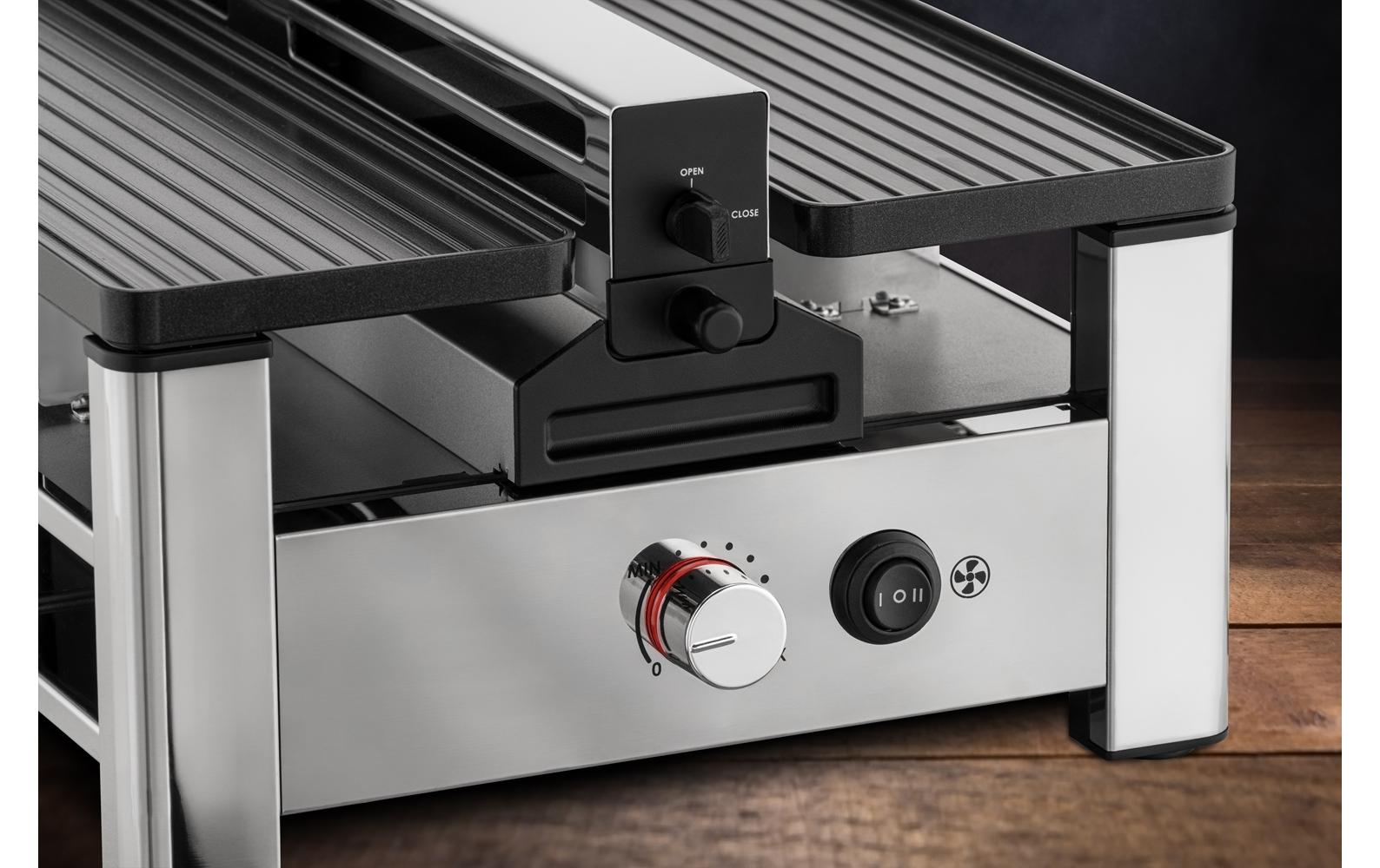 Trisa Electronics Trisa Raclette-Grill Pure Melt – 8 Personen, 1500 W, Aluguss-Grillplatte – Silber