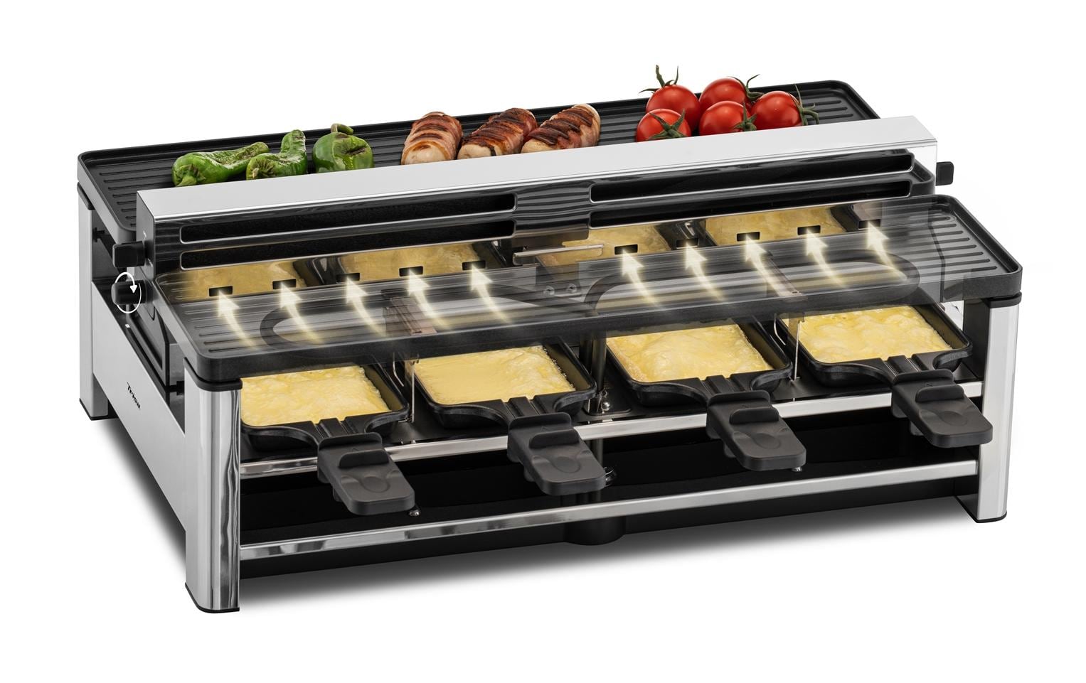 Trisa Electronics Trisa Raclette-Grill Pure Melt – 8 Personen, 1500 W, Aluguss-Grillplatte – Silber