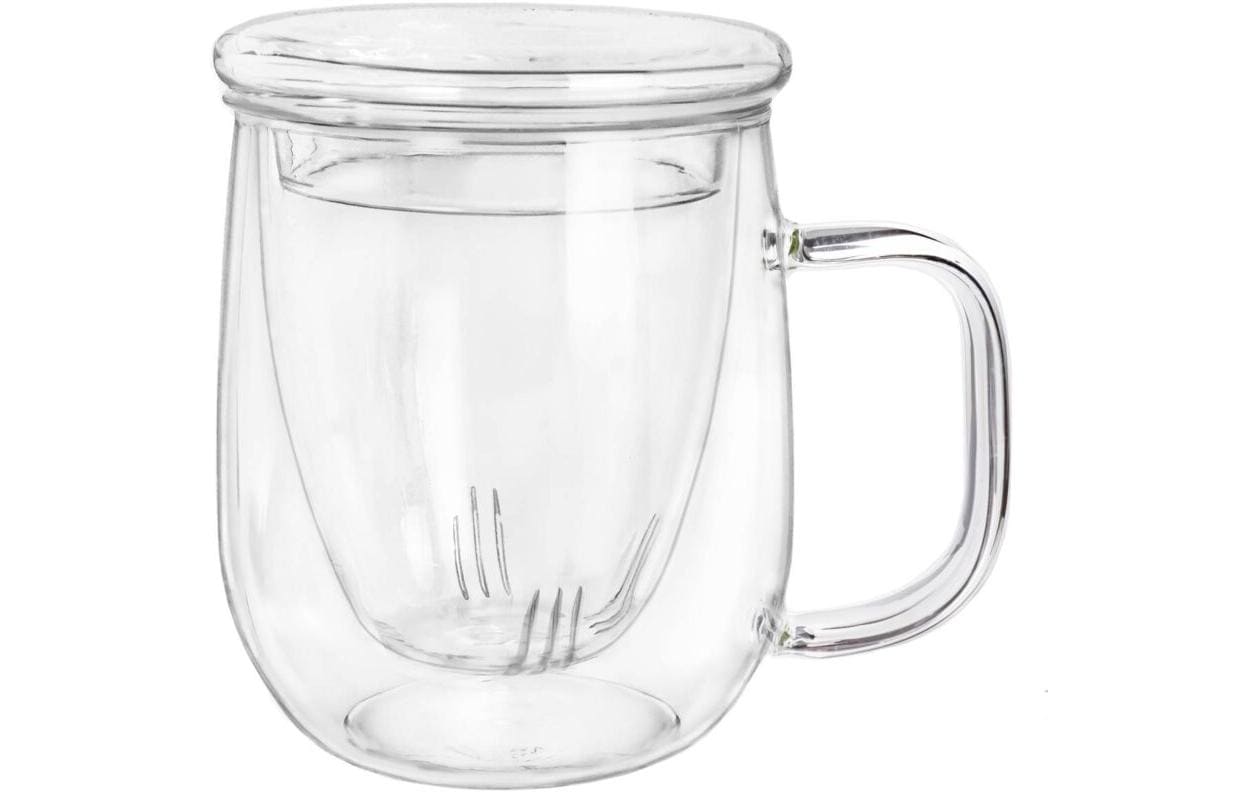 Creano Teeglas – 450 ml, Borosilikatglas, Transparent, mit Glasfilter