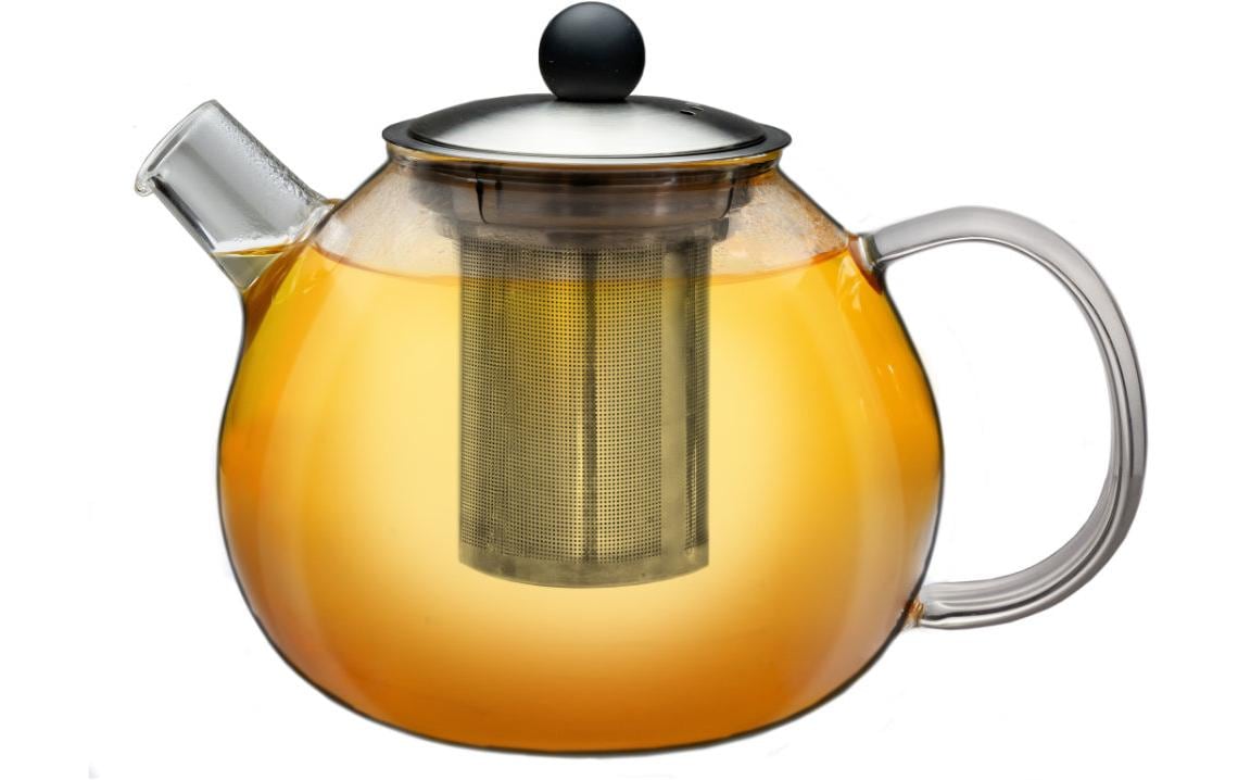Creano Teekanne – 1 l, Glas, Transparent, mit Edelstahlsieb, nicht für Kochfelder