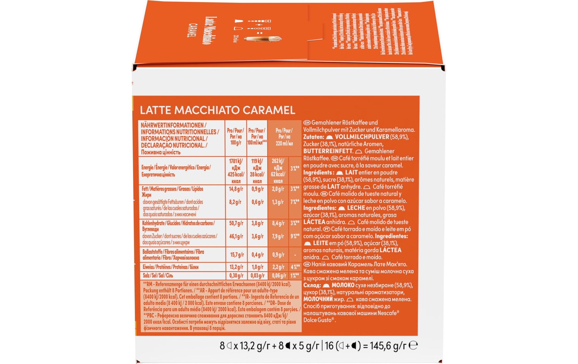 Nescafé Latte Macchiato Caramel – Kapseln für Dolce Gusto – 8 Kapseln