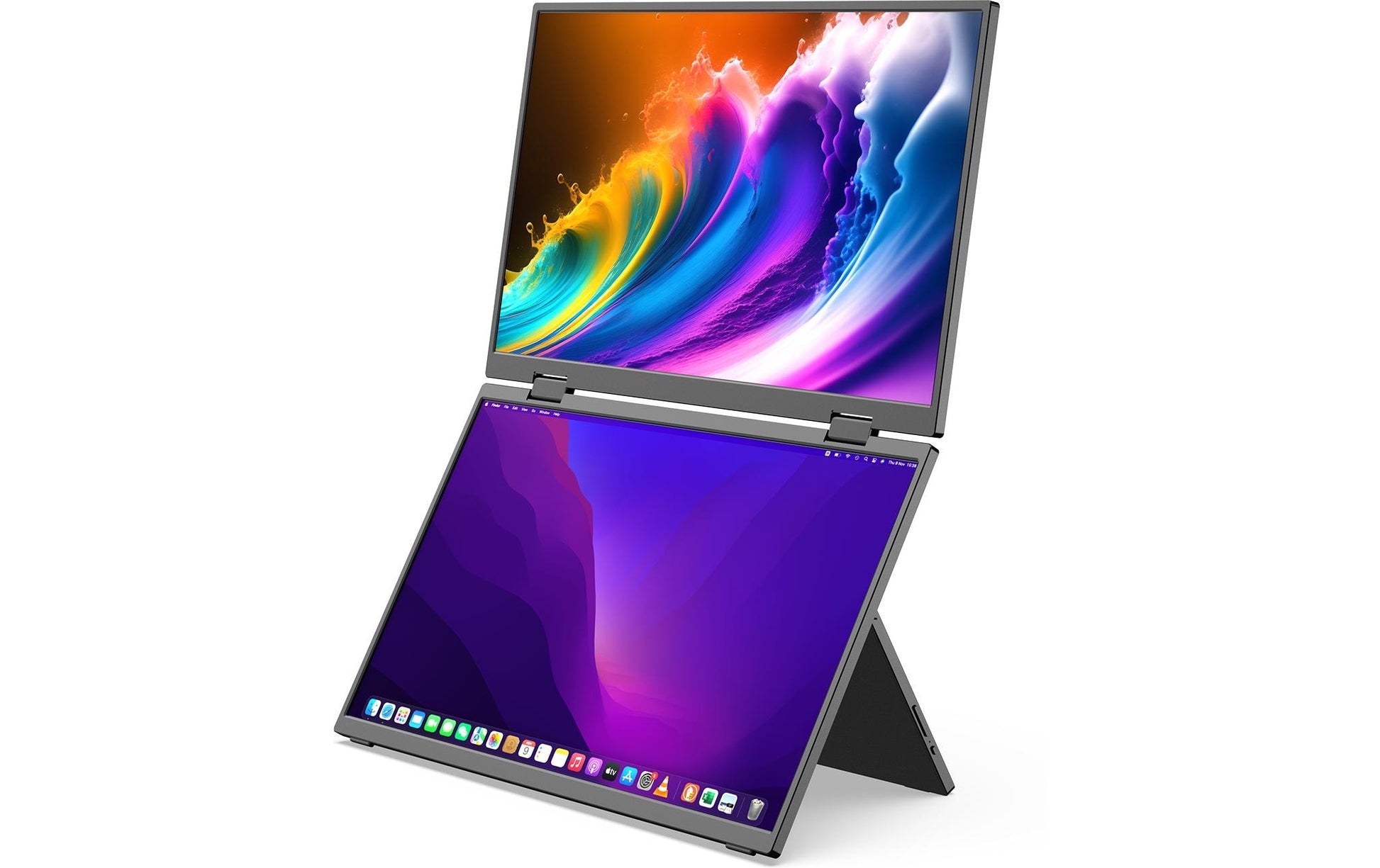 Minix SF15 – Portabler Monitor, 15,6" IPS, Touch, 60 Hz, USB-C, USB-Hub, Lautsprecher, Silbergrau